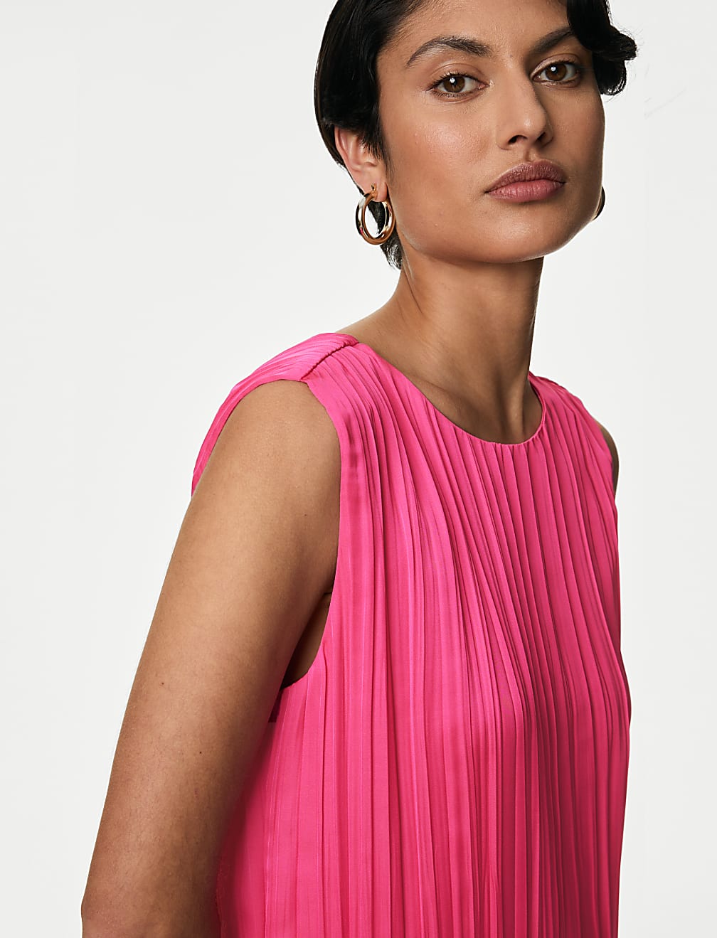 Plisse Midaxi Column Dress