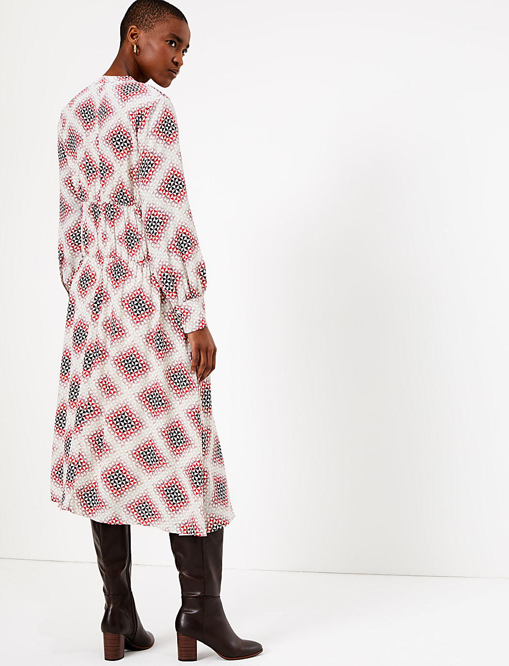 Geometric Print Relaxed Midi Dress