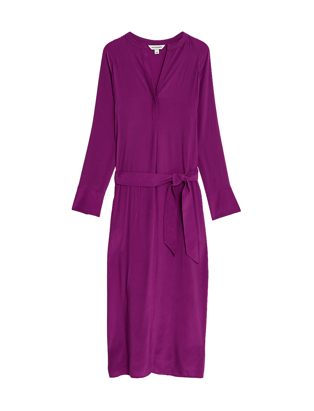 Cupro Rich Notch Neck Midi Shirt Dress