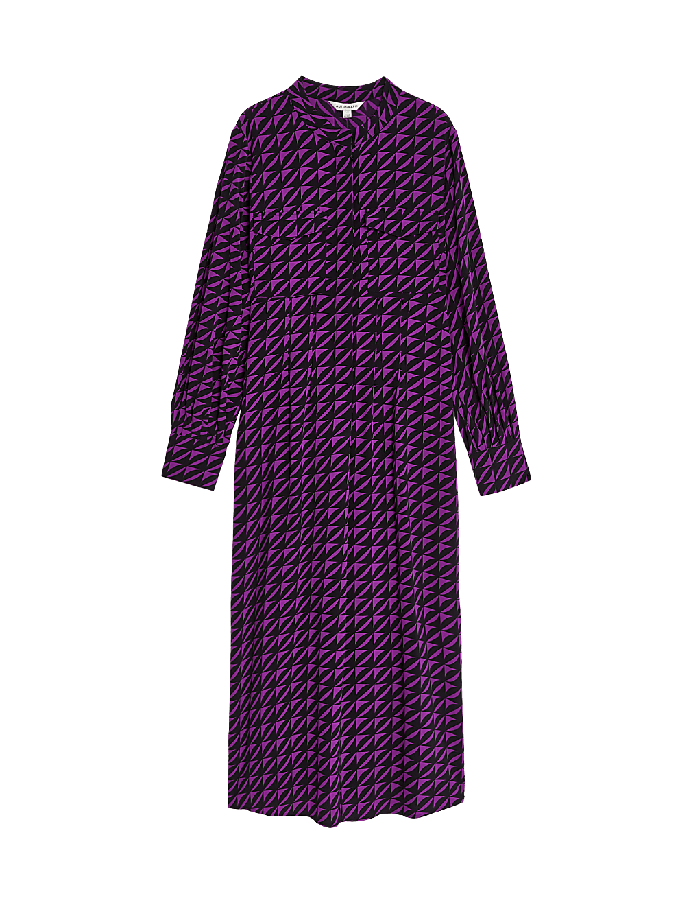Printed Funnel Neck Midi Shirt Dress