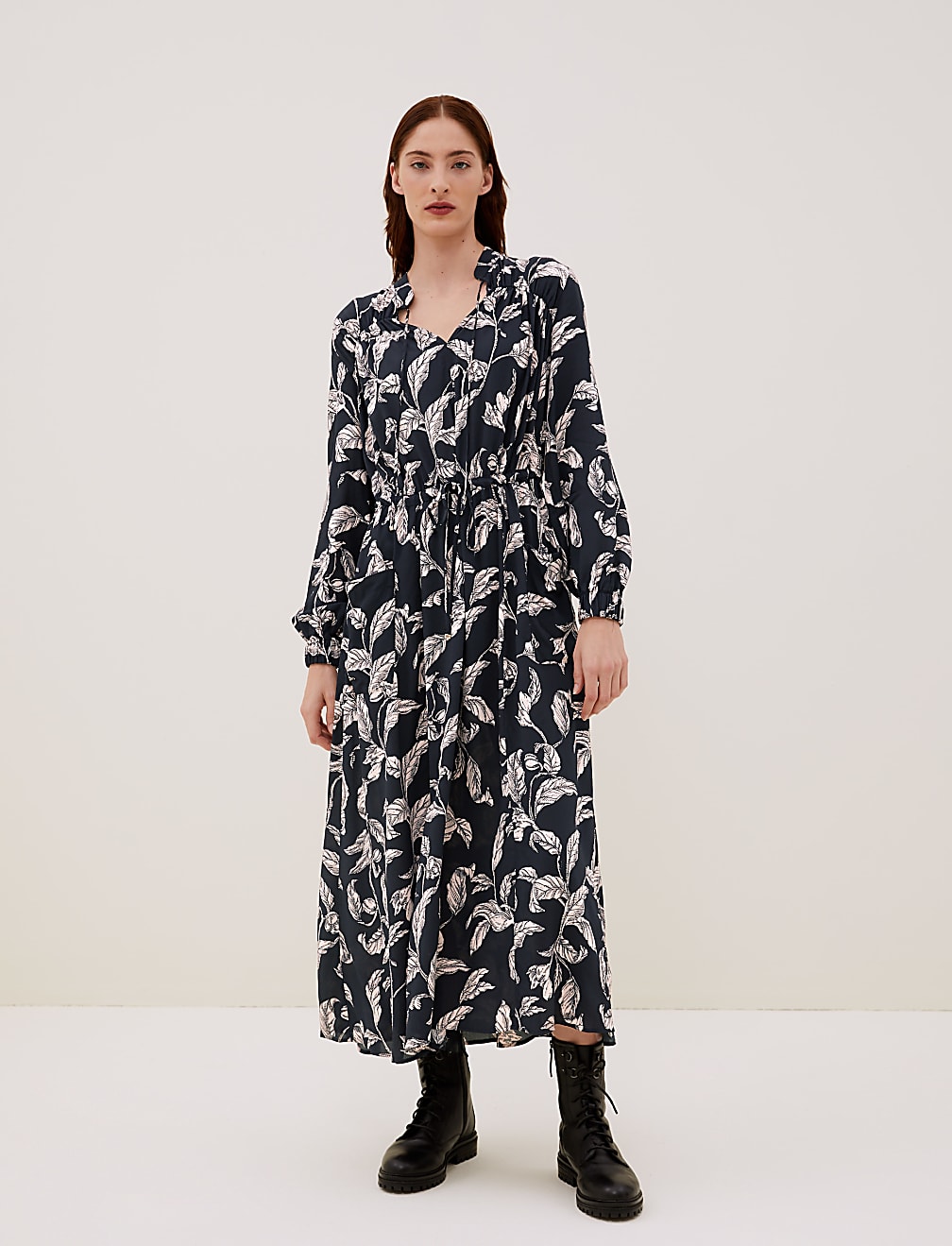 Floral Belted Maxi Waisted Dress