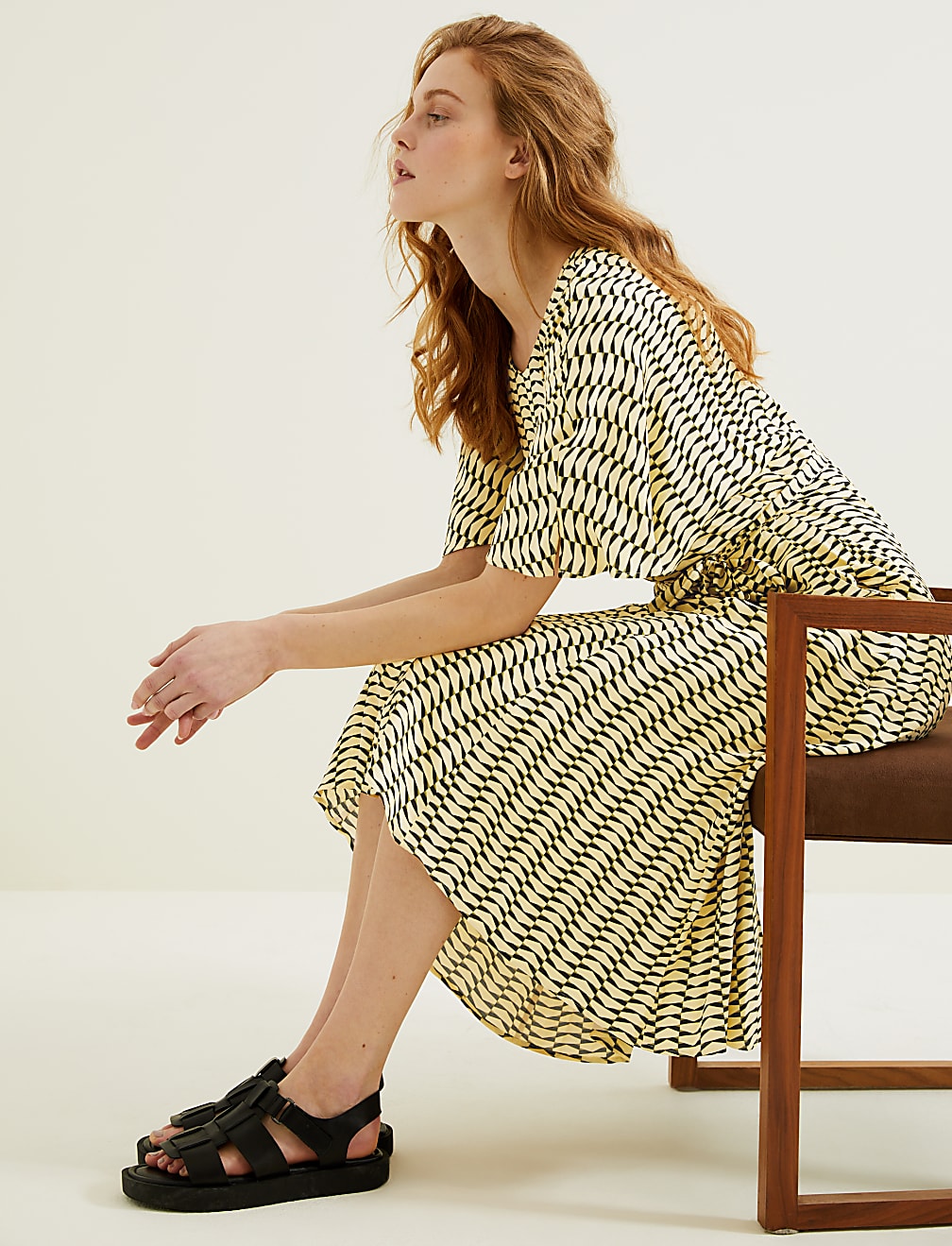 Geometric Midi Kimono Dress