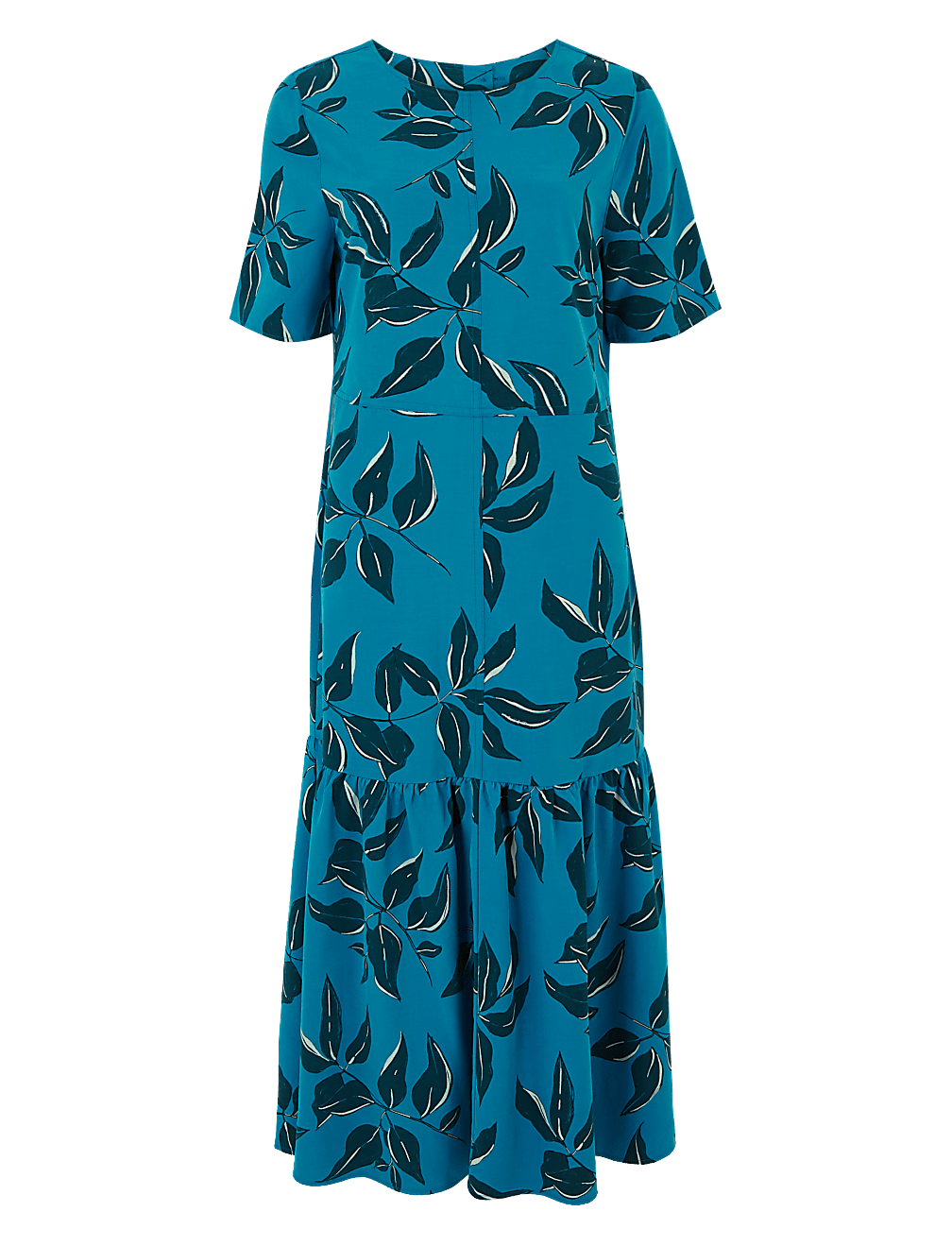 Leaf Print Midi Relaxed Dress