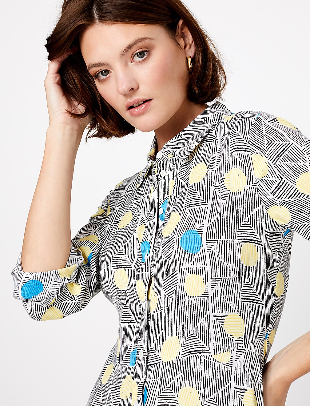 Polka Dot Midi Shirt Dress