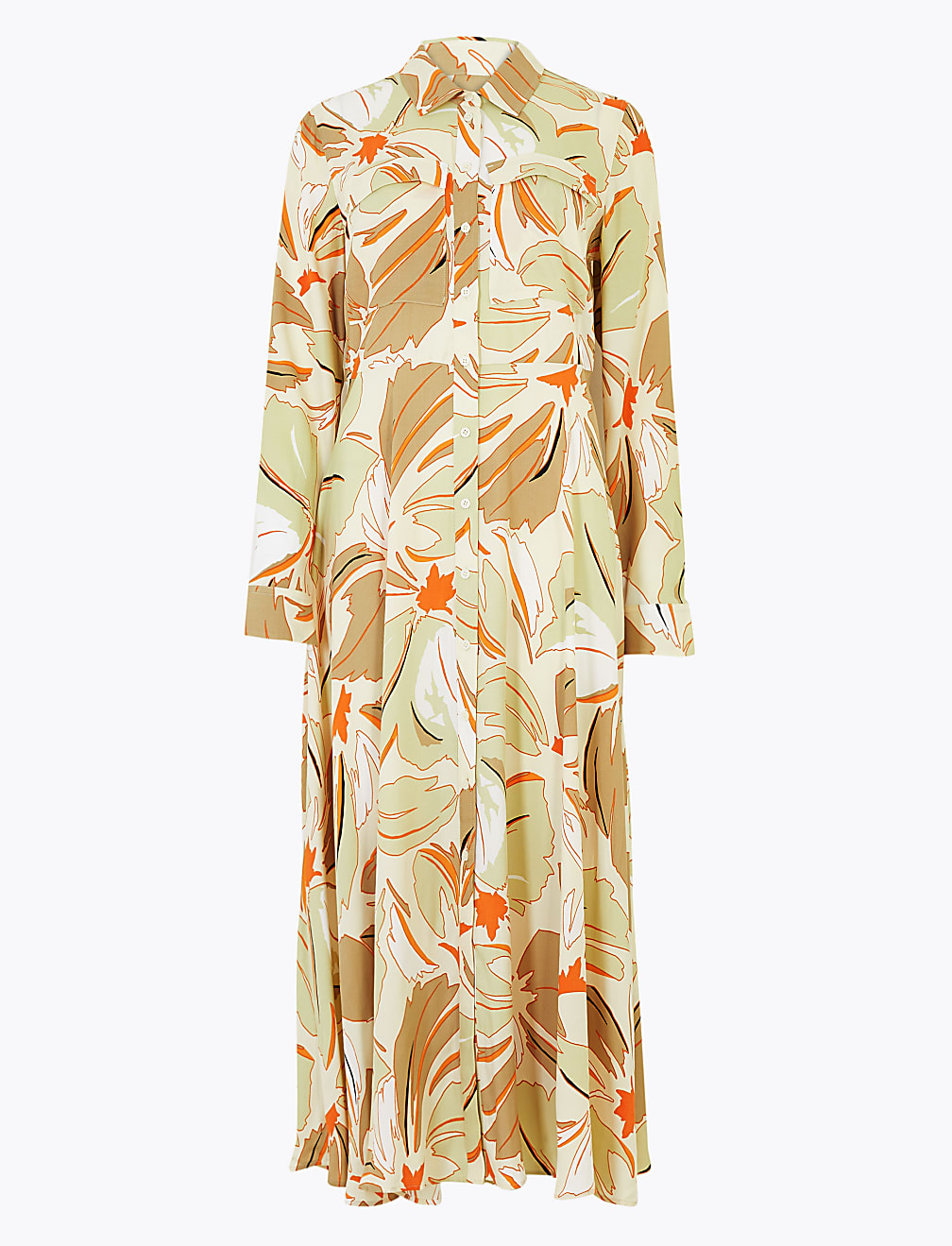 Floral Print Midi Shirt Dress