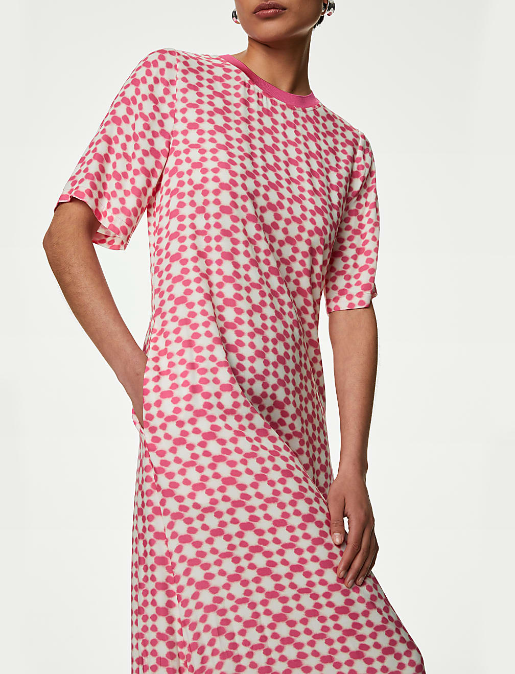 Cupro Rich Printed Midaxi T-Shirt Dress
