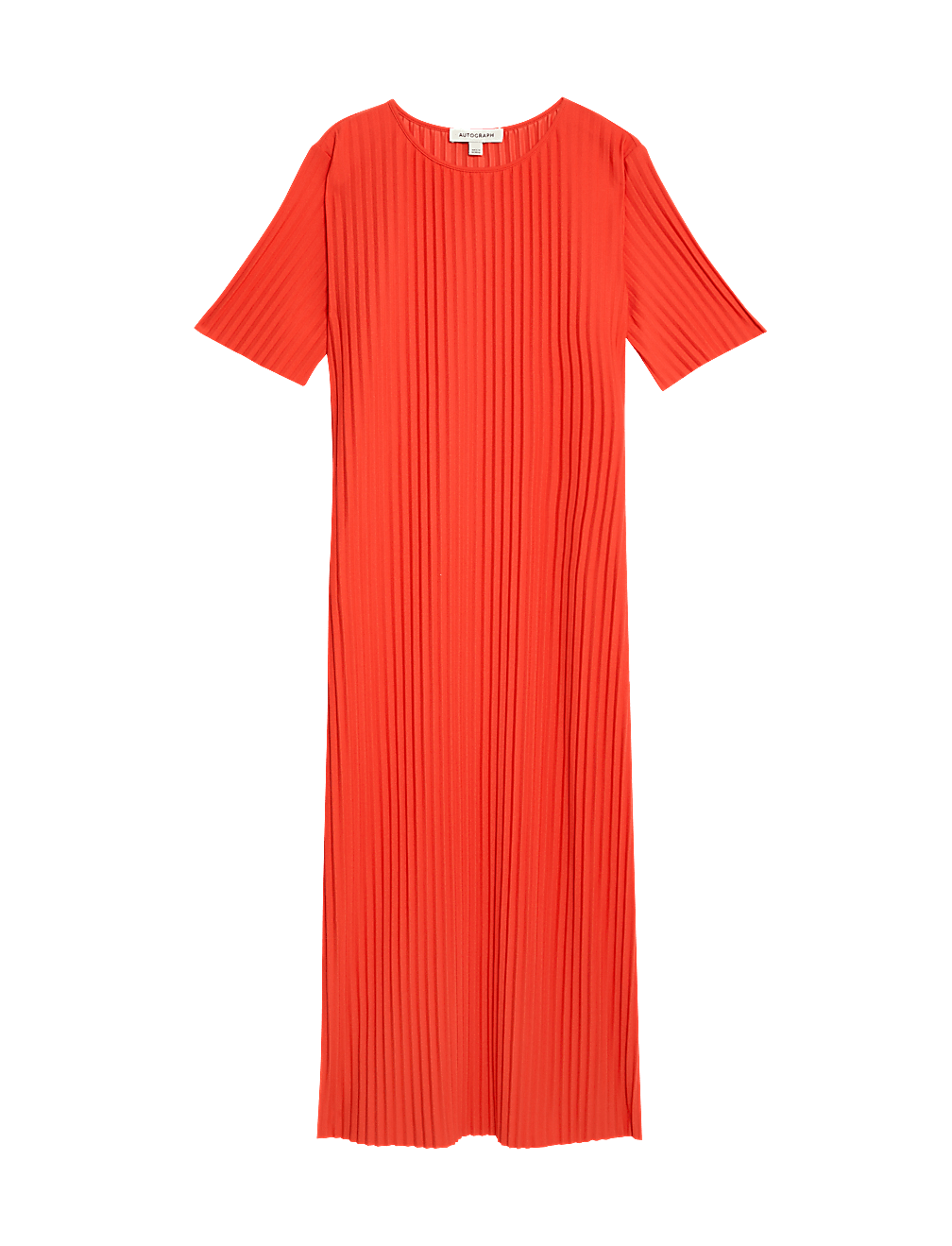 Plisse Round Neck Midi T-Shirt Dress