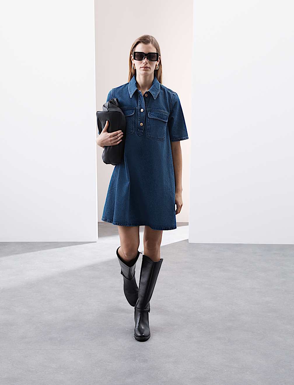 Pure Cotton Mini Shirt Dress