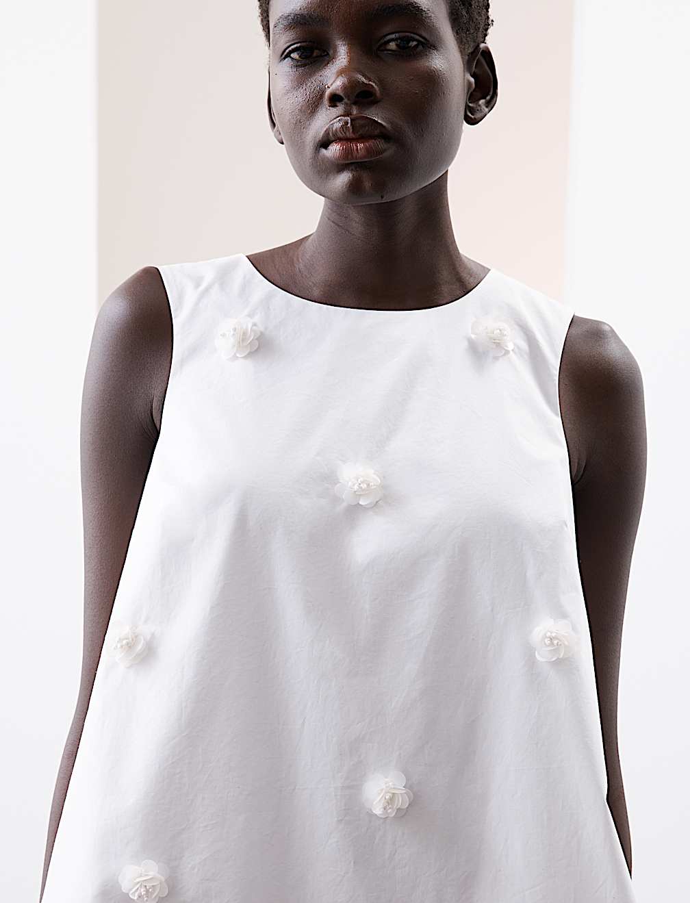 Pure Cotton Embellished Mini Shift Dress
