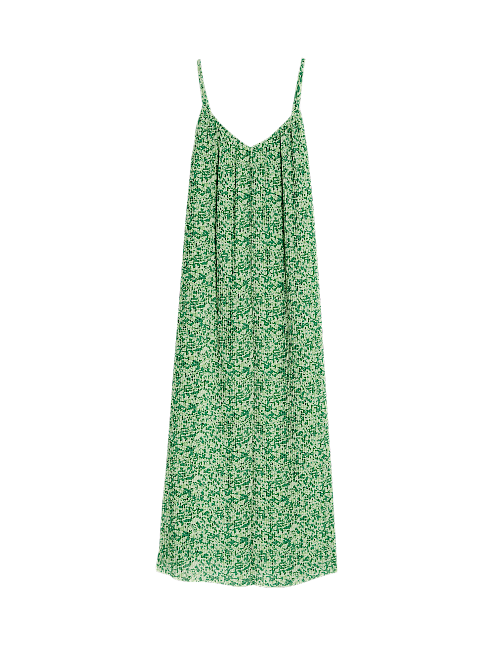Plisse Printed V-Neck Midaxi Cami Dress