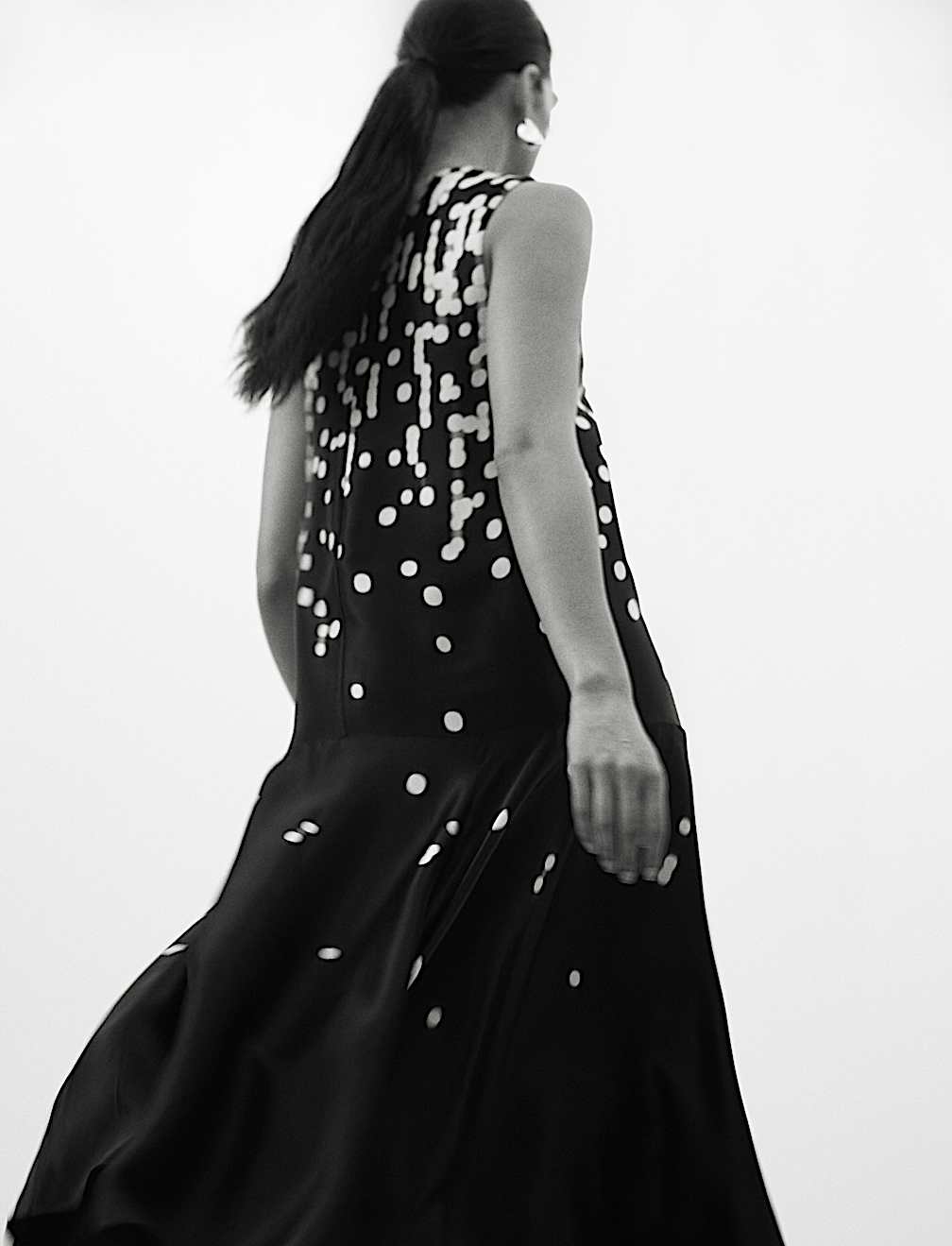 Cupro Rich Spot Print Maxi Swing Dress