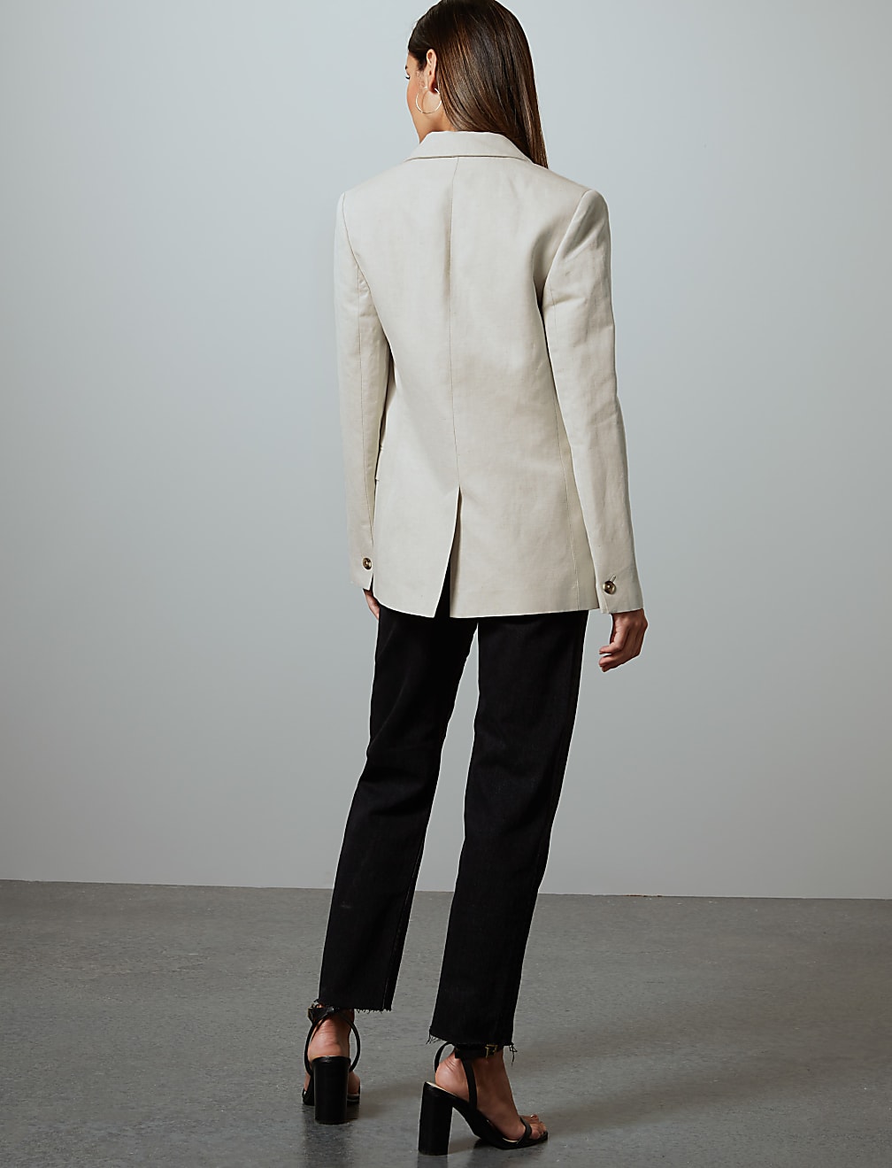 Cotton Rich Single Breasted Blazer with Linen