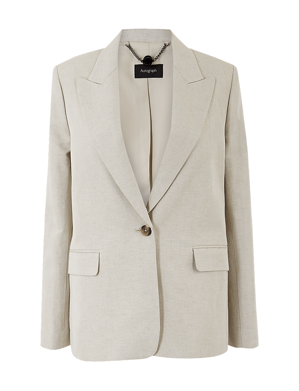 Cotton Rich Single Breasted Blazer with Linen