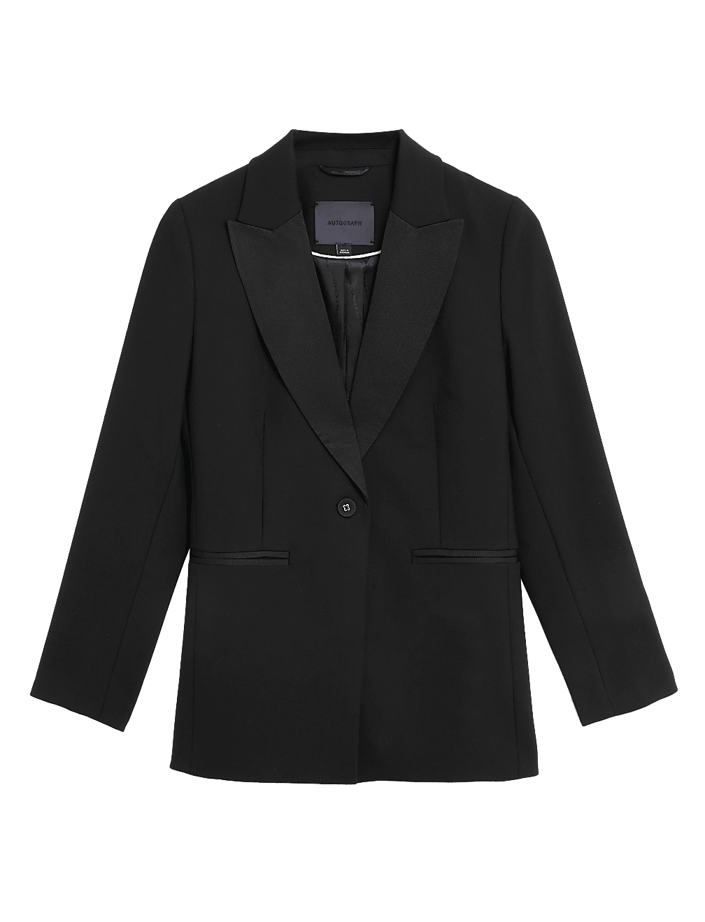 Single Breasted Tuxedo Blazer with Wool
