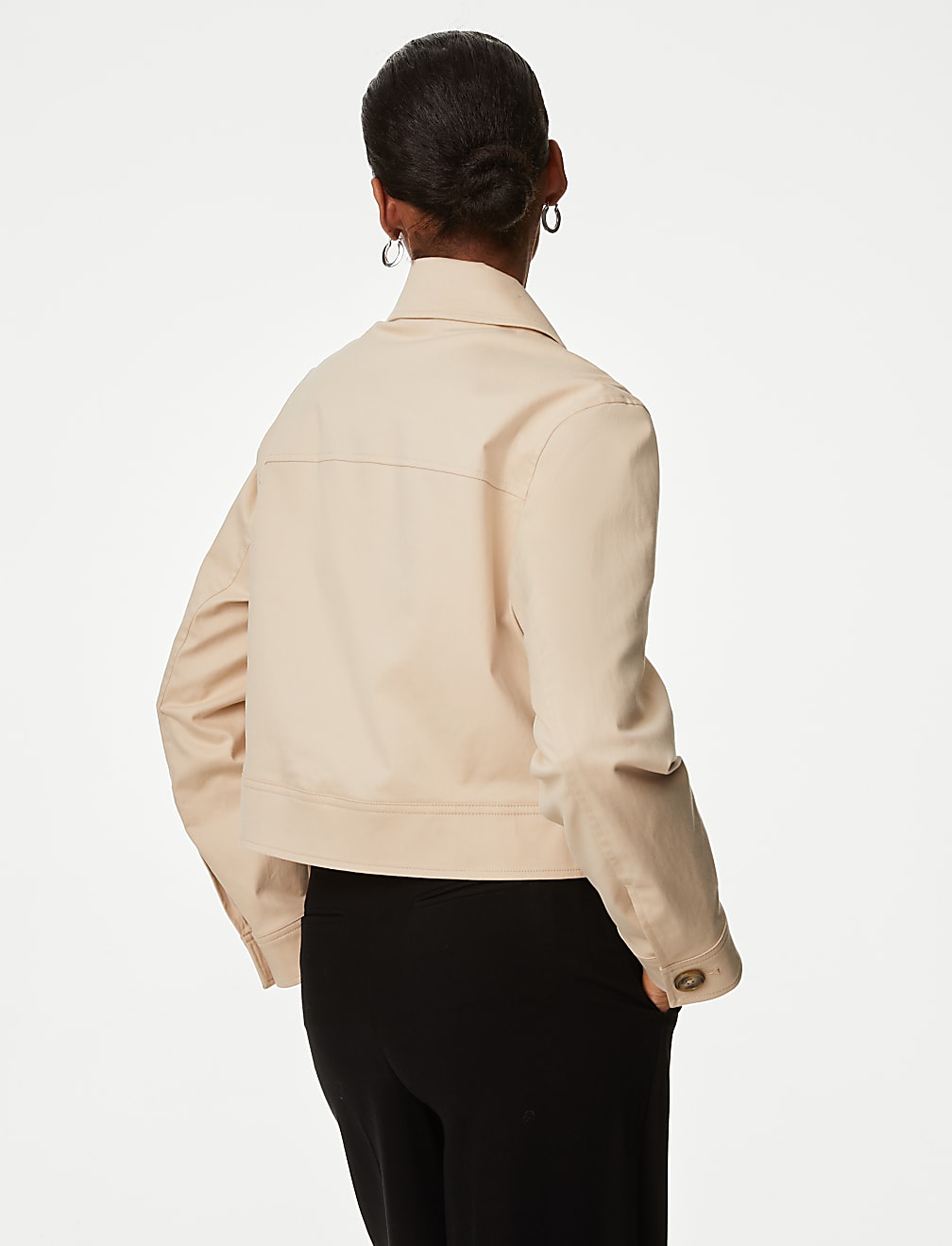 Cotton Rich Collared Cropped Utility Jacket