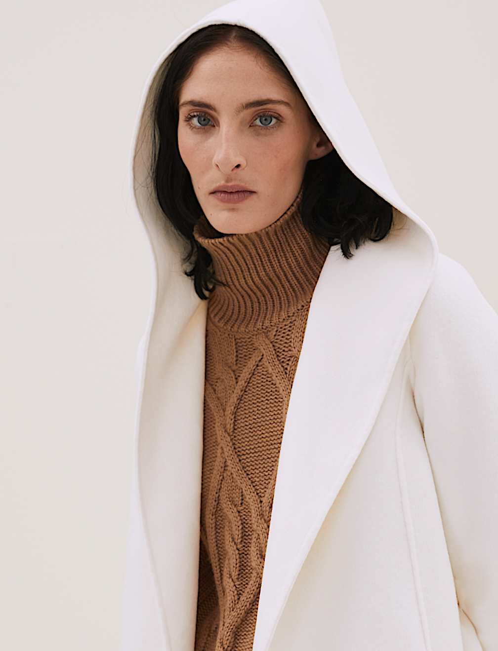 Wool Blend Hooded Short Coat