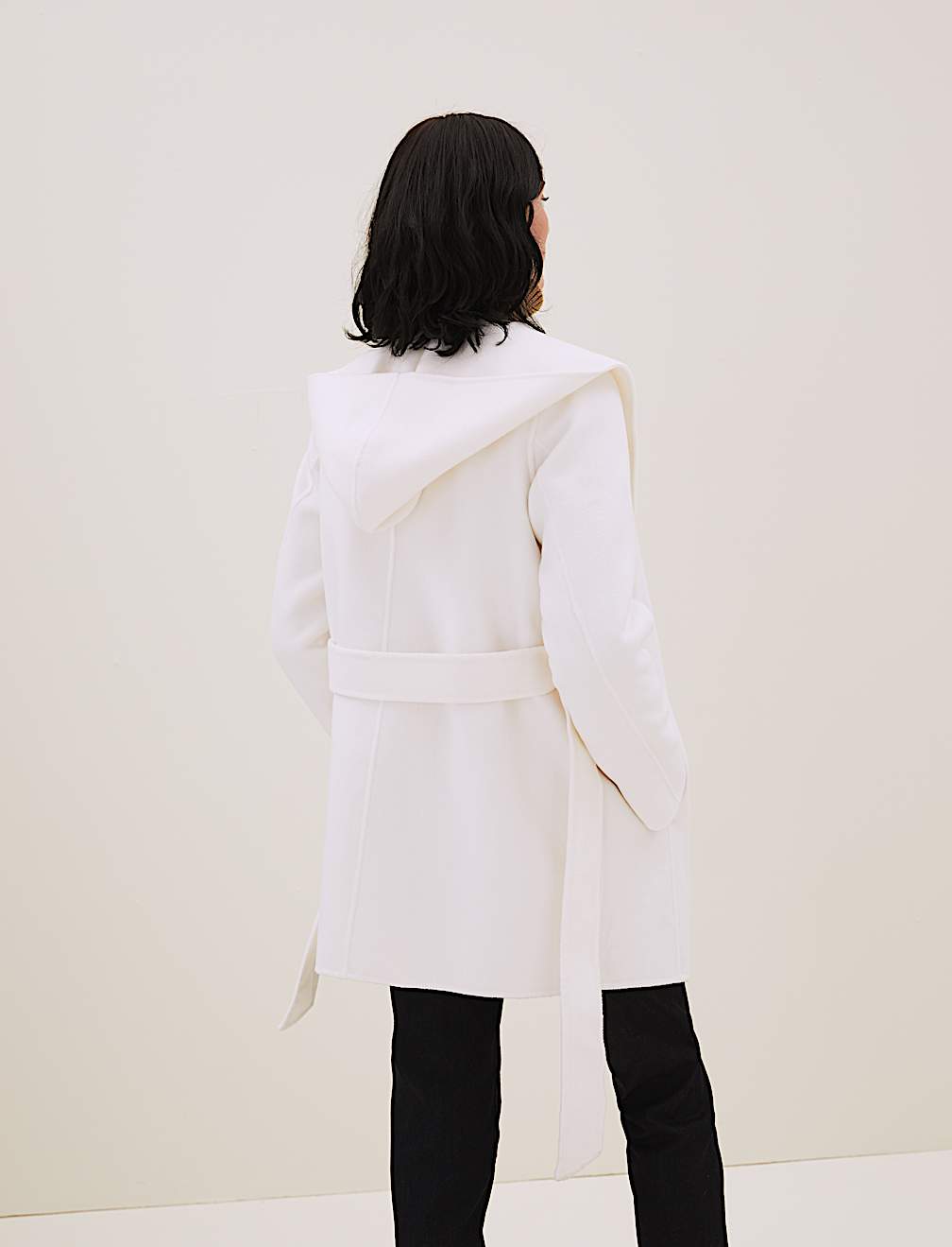 Wool Blend Hooded Short Coat