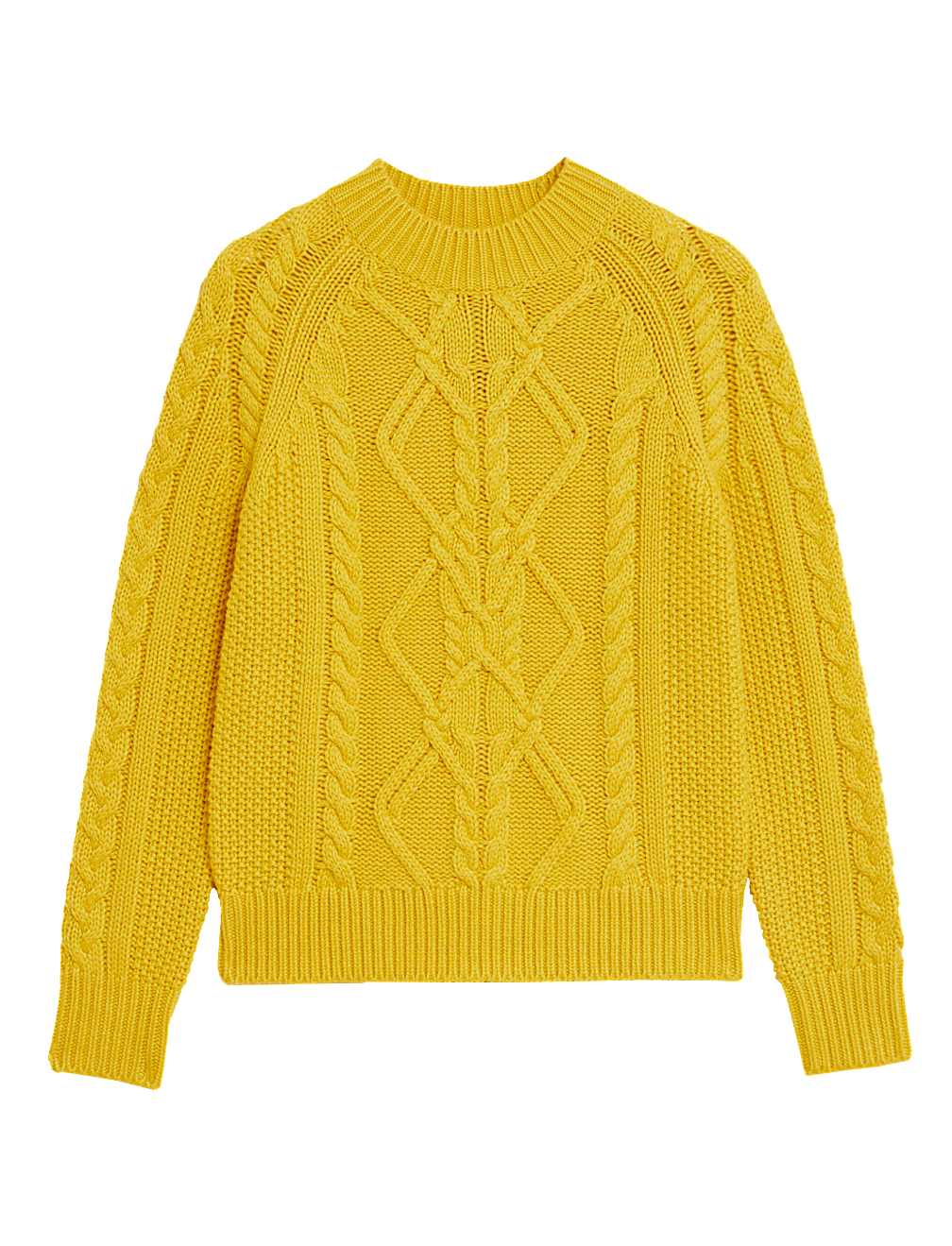 Wool Rich Cable Knit Crew Neck Jumper
