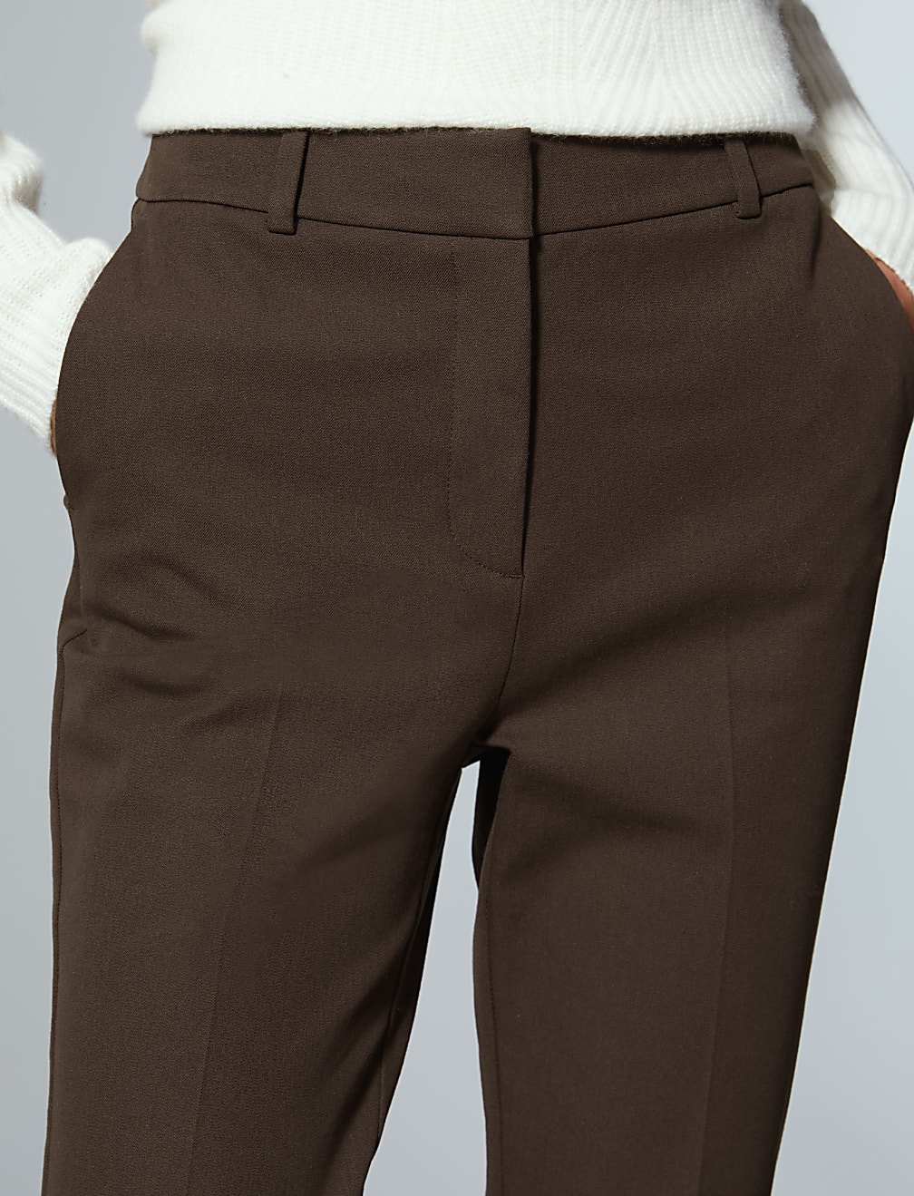 Cotton Slim Fit Ankle Grazer Trousers