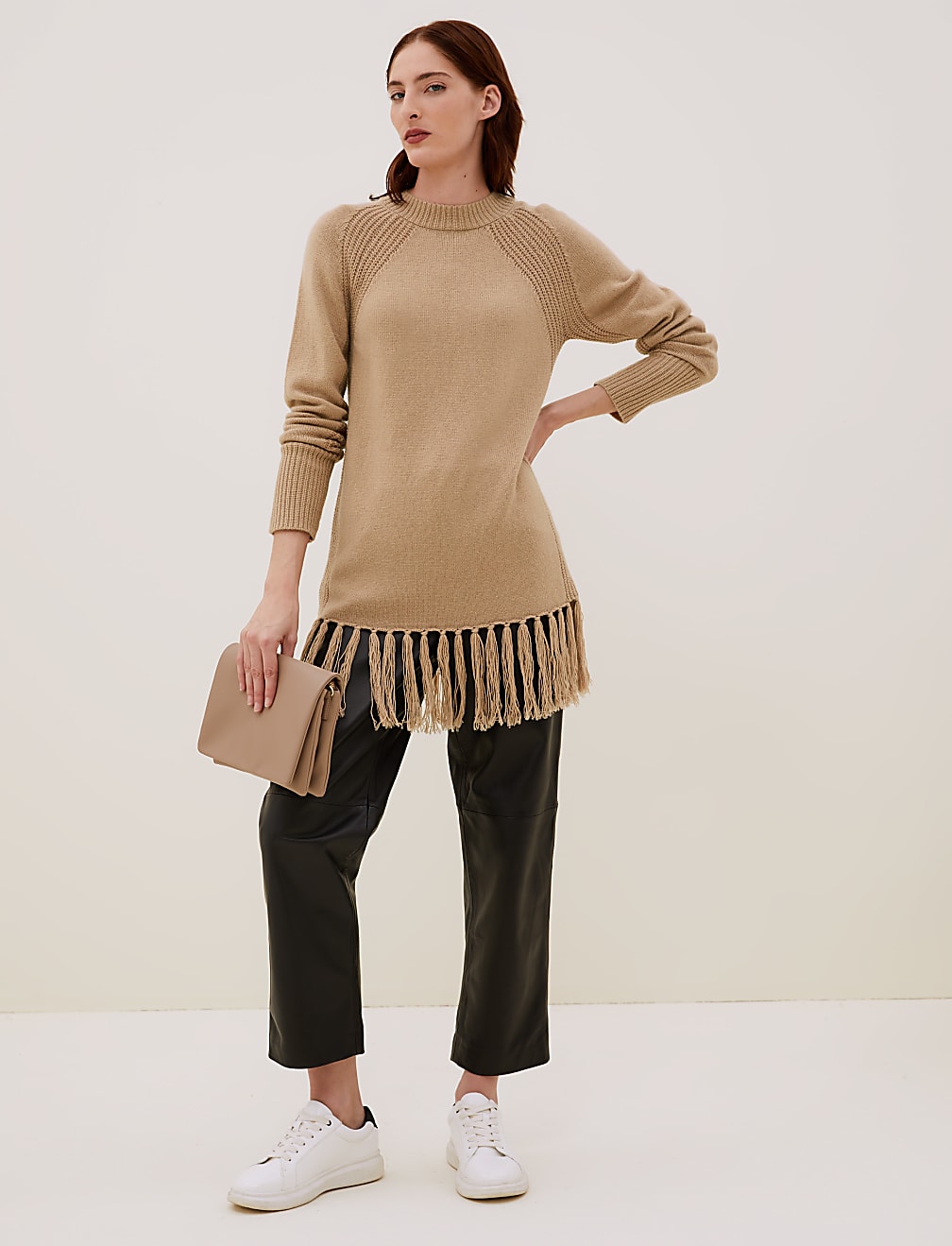 Fringed Longline Jumper with Wool