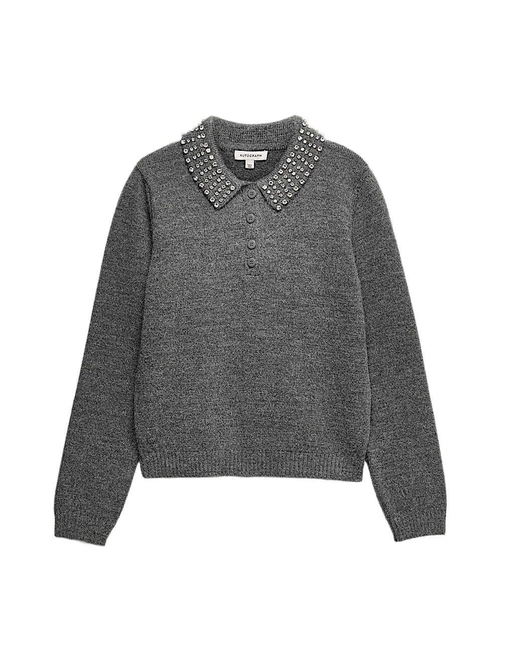 Embellished Polo Jumper with Wool