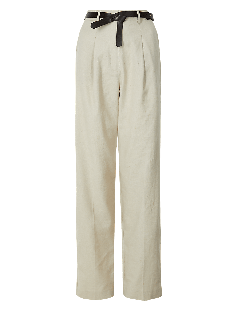 Linen Blend Trousers with Leather Belt
