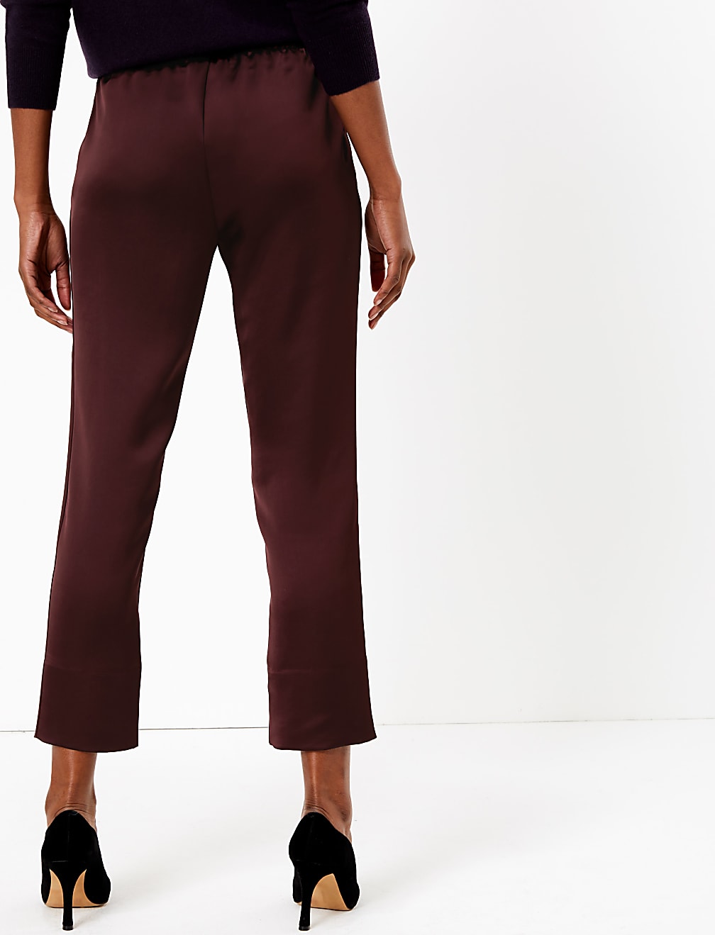 Satin Tapered Leg Ankle Grazer Joggers