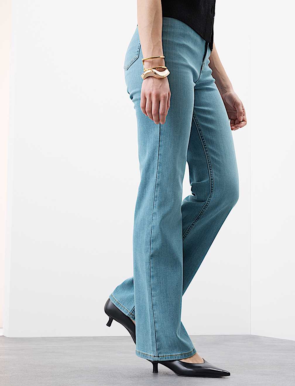 Lyocell Blend High Waisted Flared Jeans
