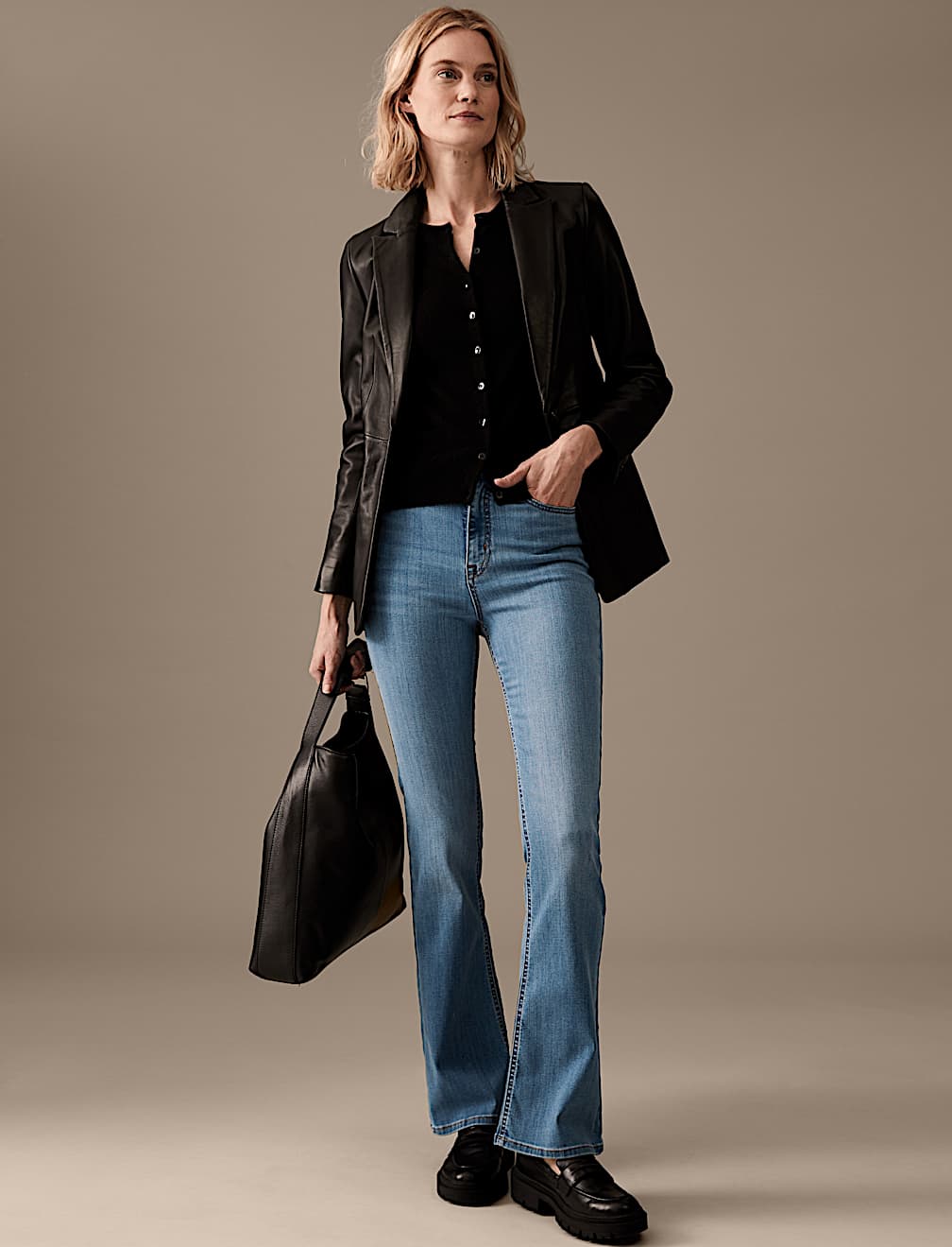 Luxury High Waisted Flared Jeans
