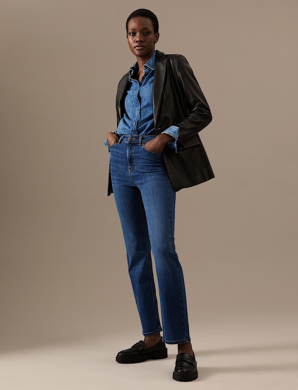 Luxury Straight Leg Ankle Grazer Jeans