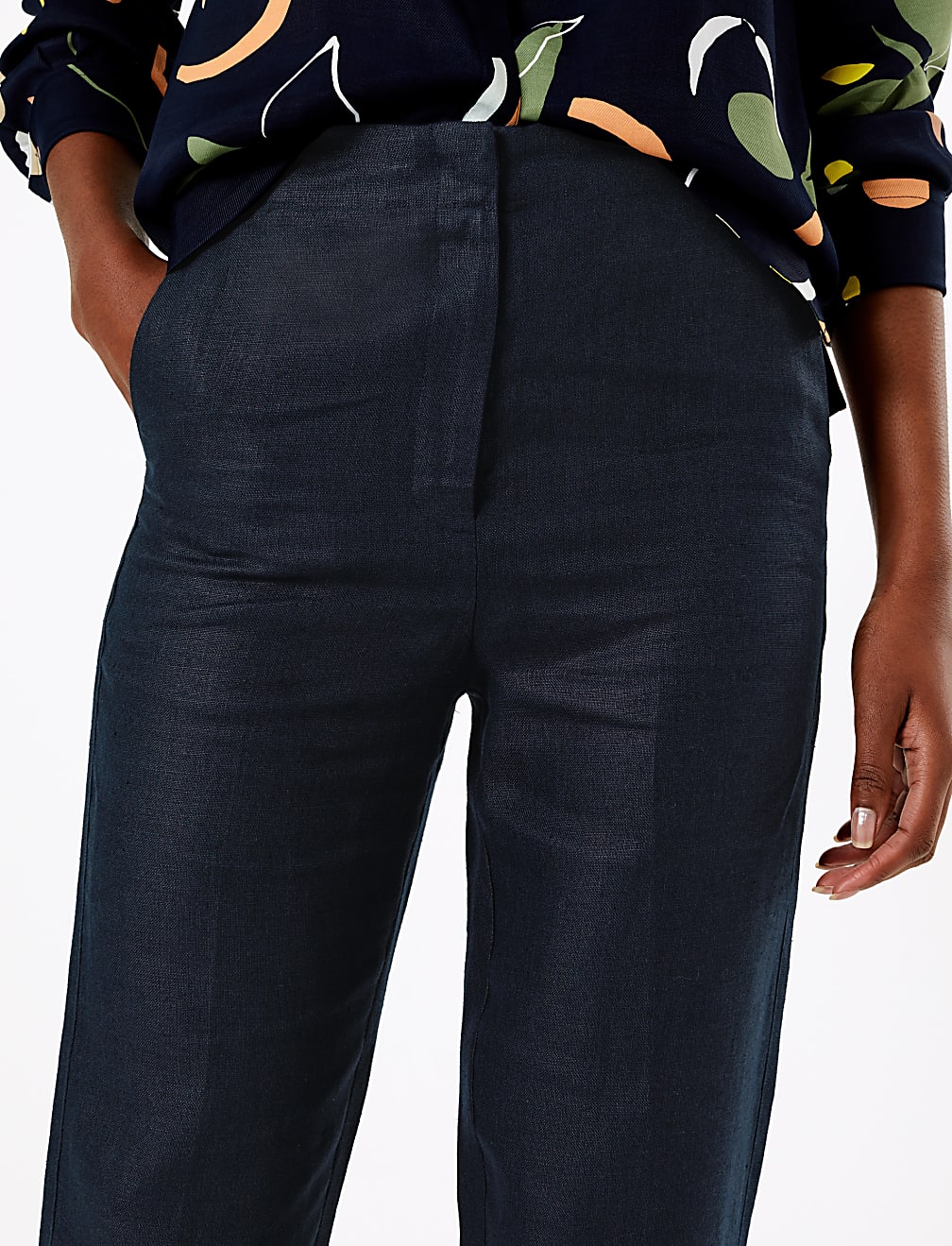 Pure Irish Linen Straight Leg Trousers