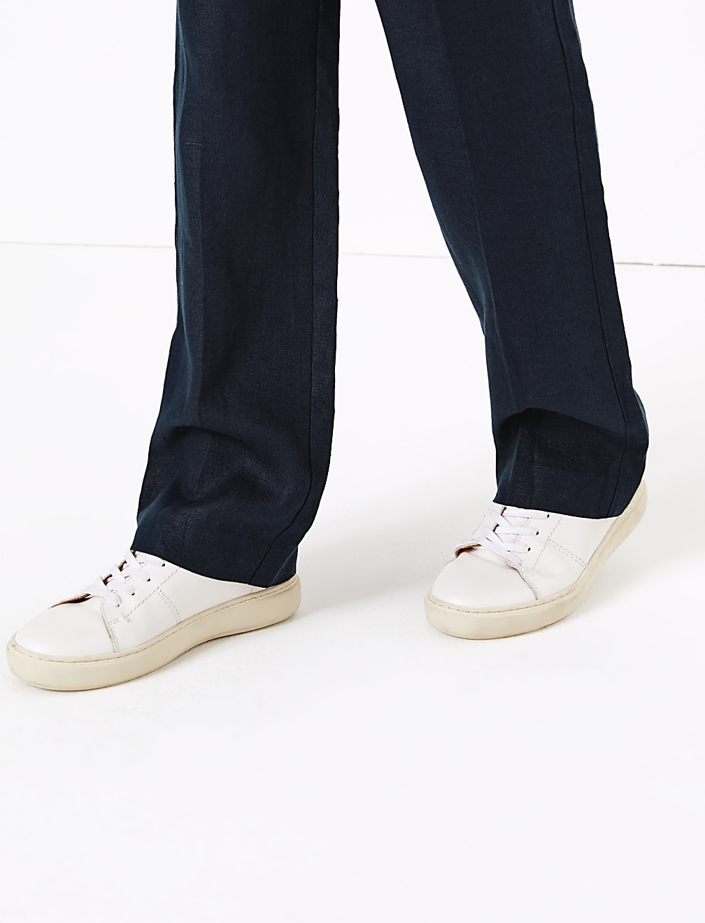 Pure Irish Linen Straight Leg Trousers