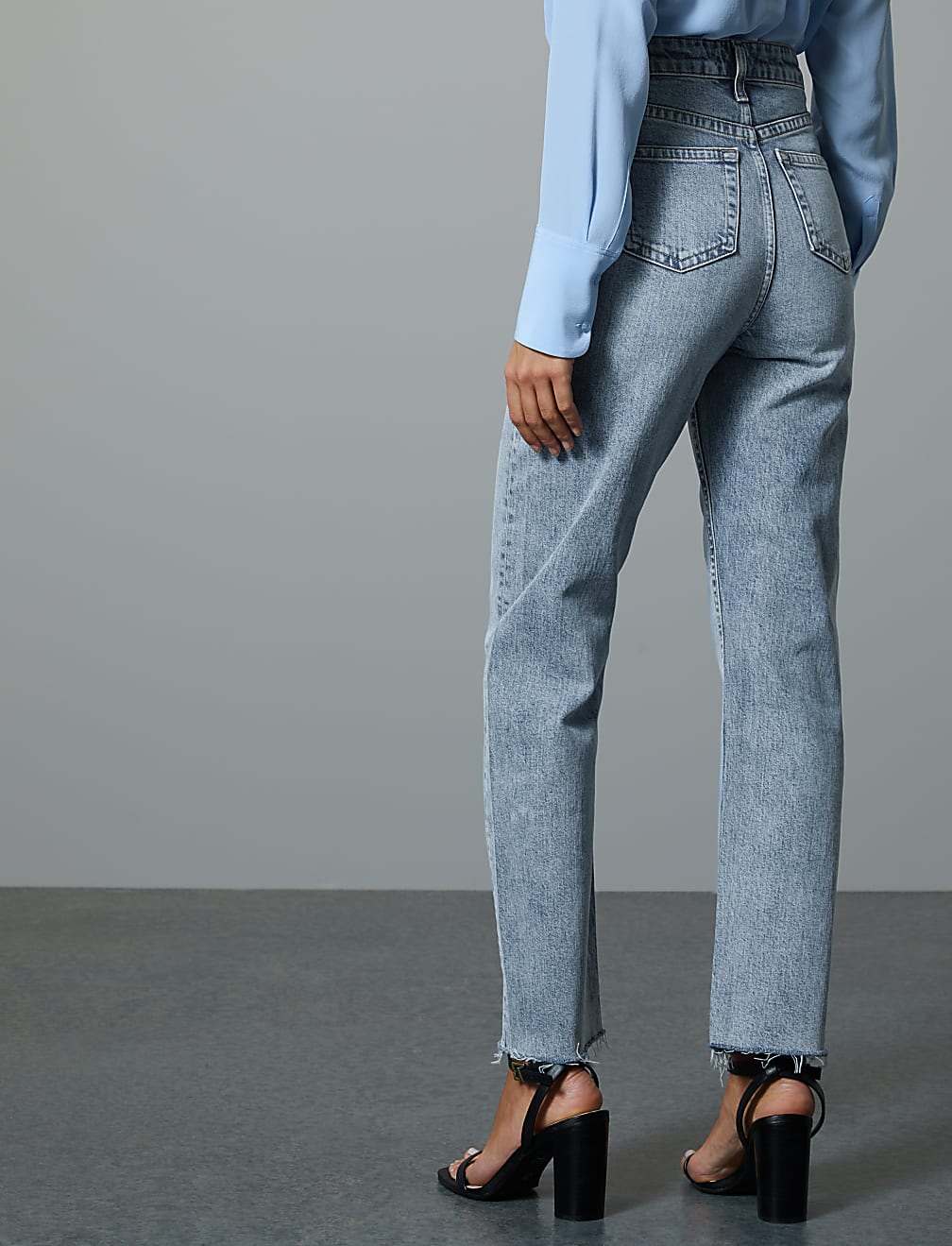 High Rise Straight Leg Ankle Grazer Jeans