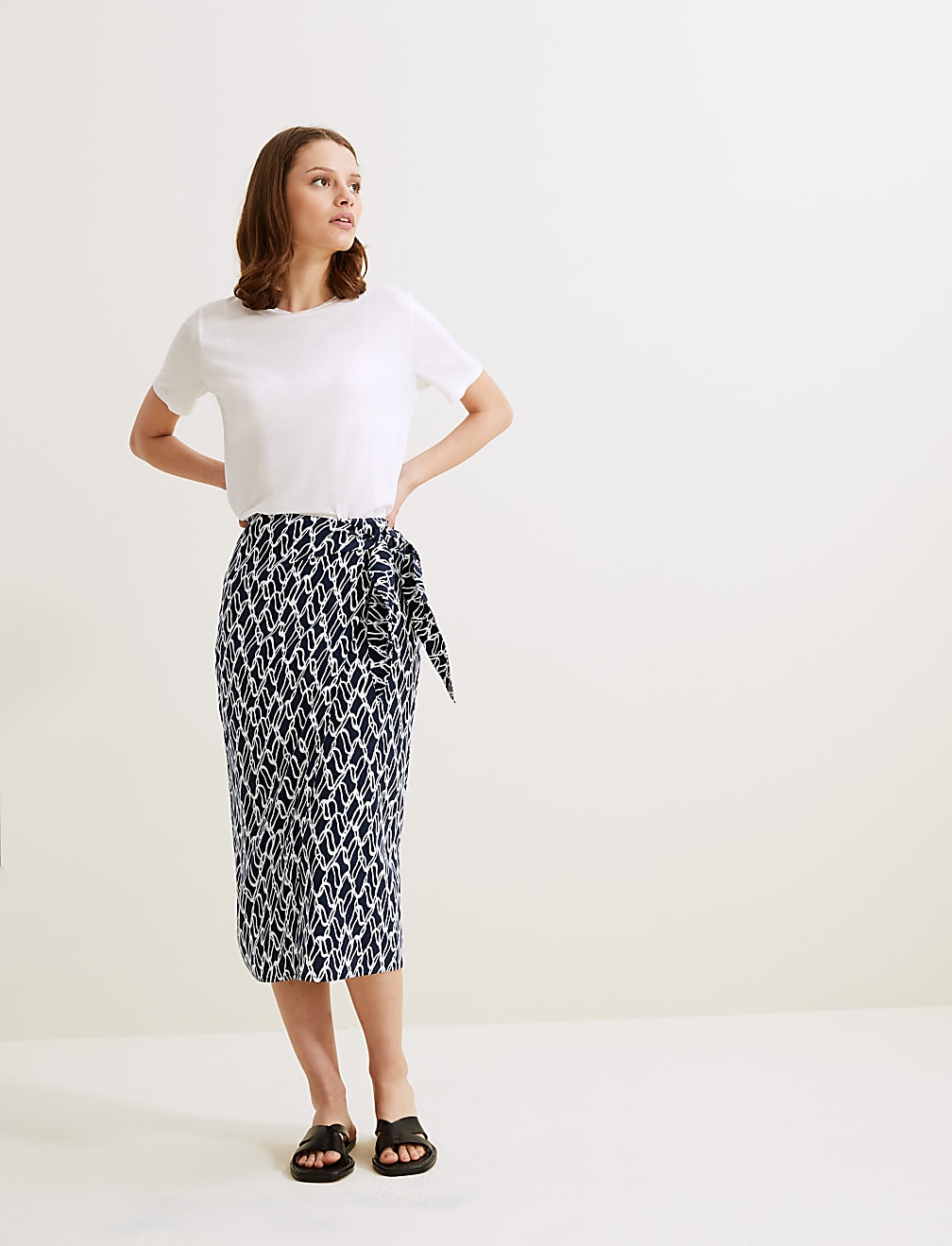 Buy Printed Midi Wrap Skirt at Marks & Spencer
