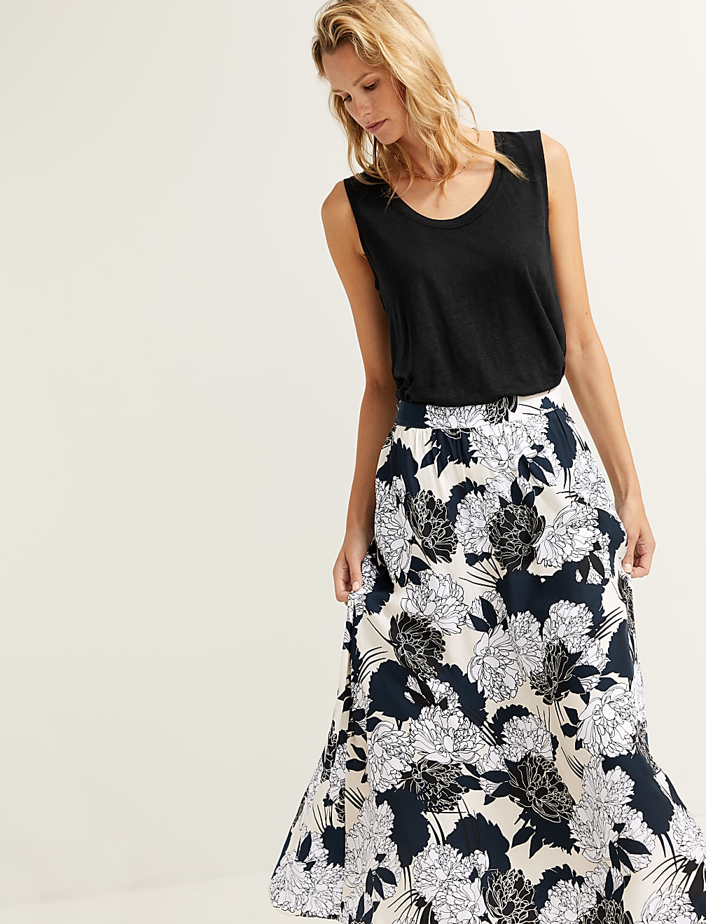 Cupro Rich Floral Maxi Slip Skirt