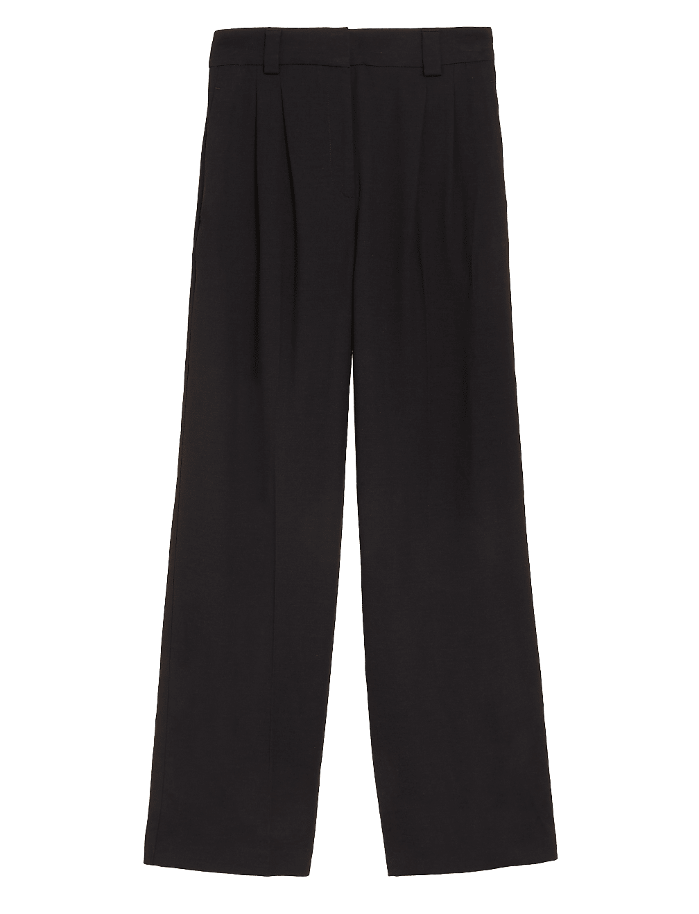 Pleat Front Wide Leg Trousers with Wool