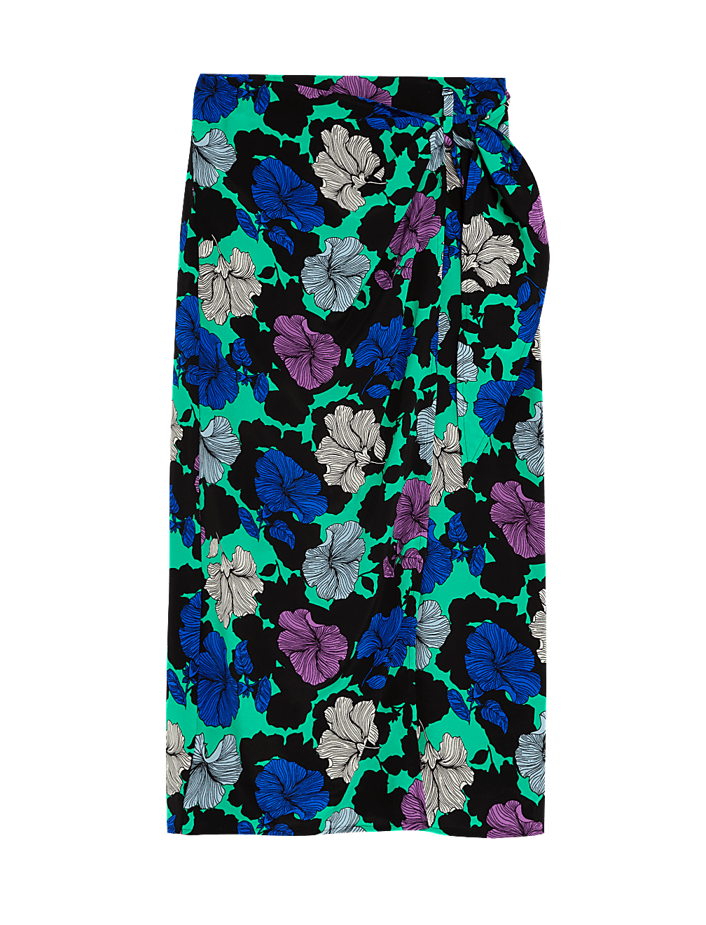 Cupro Rich Printed Midi Wrap Skirt
