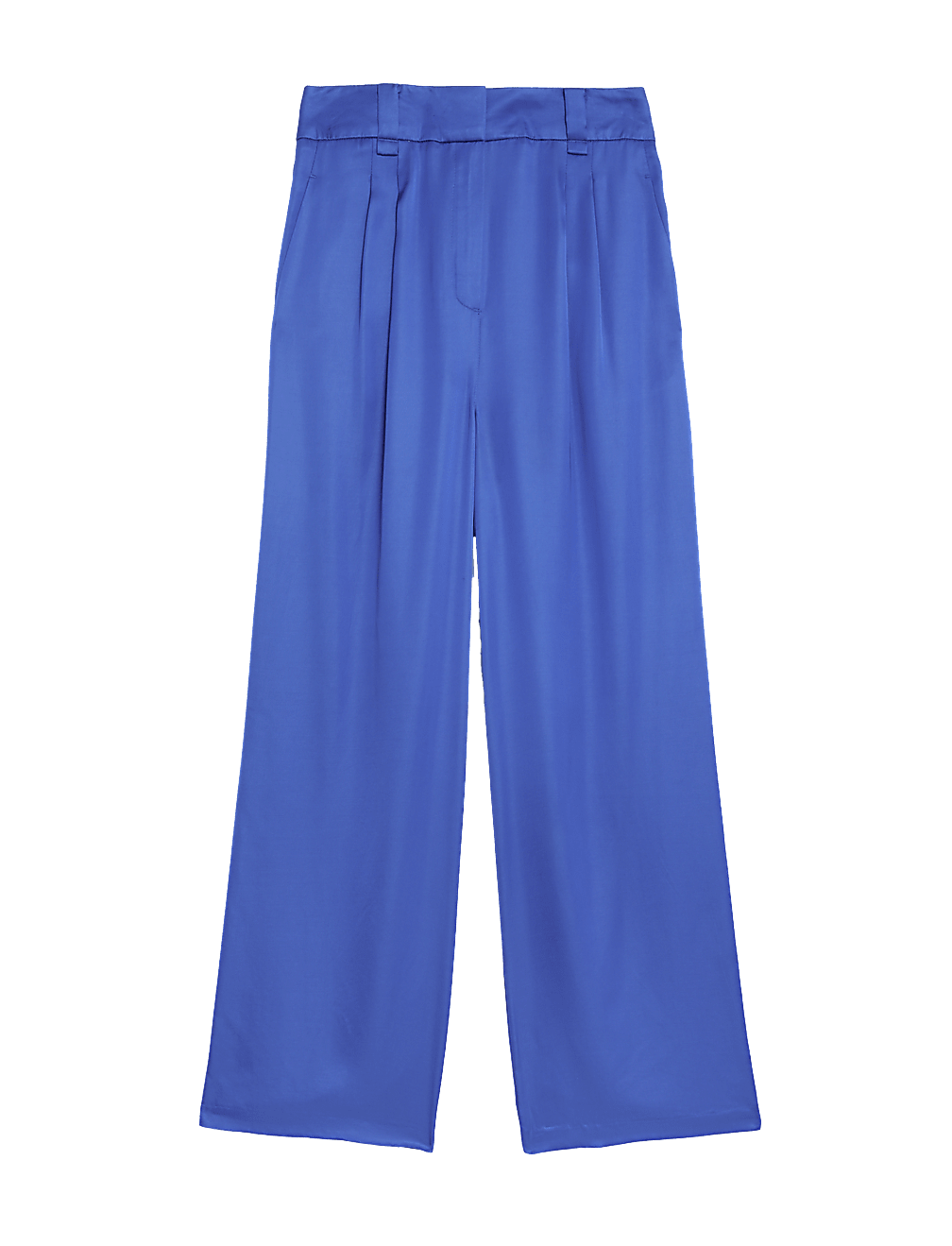 Satin Pleat Front Wide Leg Trousers