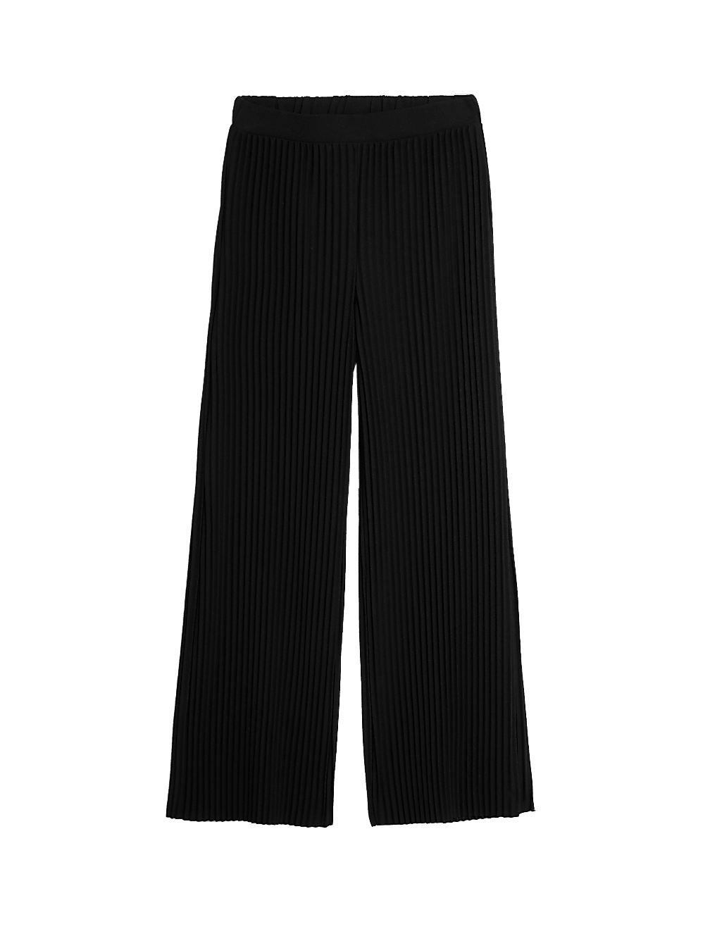 Jersey Plisse Wide Leg Trousers