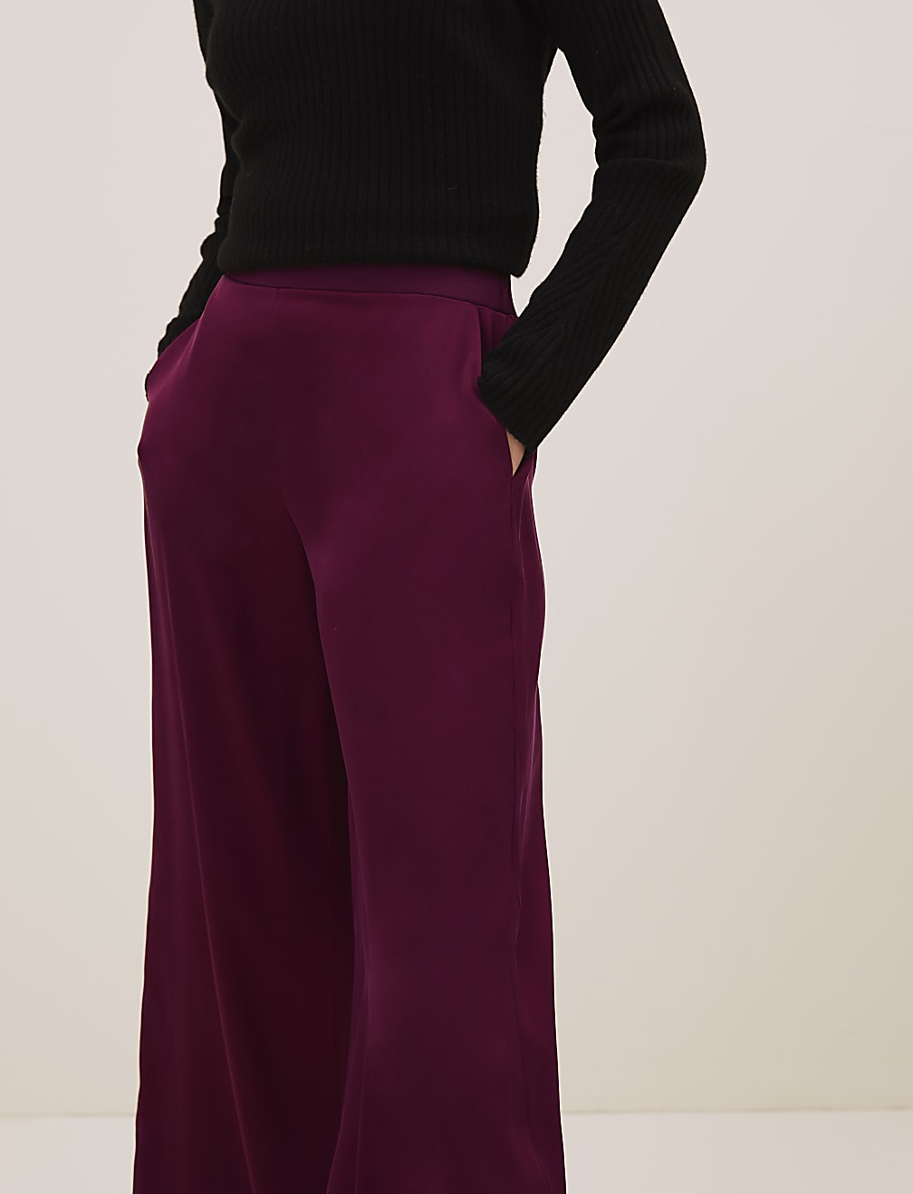 Pure Silk Wide Leg Trousers