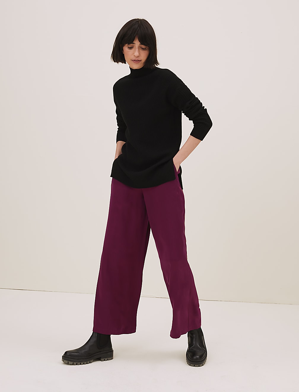 Pure Silk Wide Leg Trousers