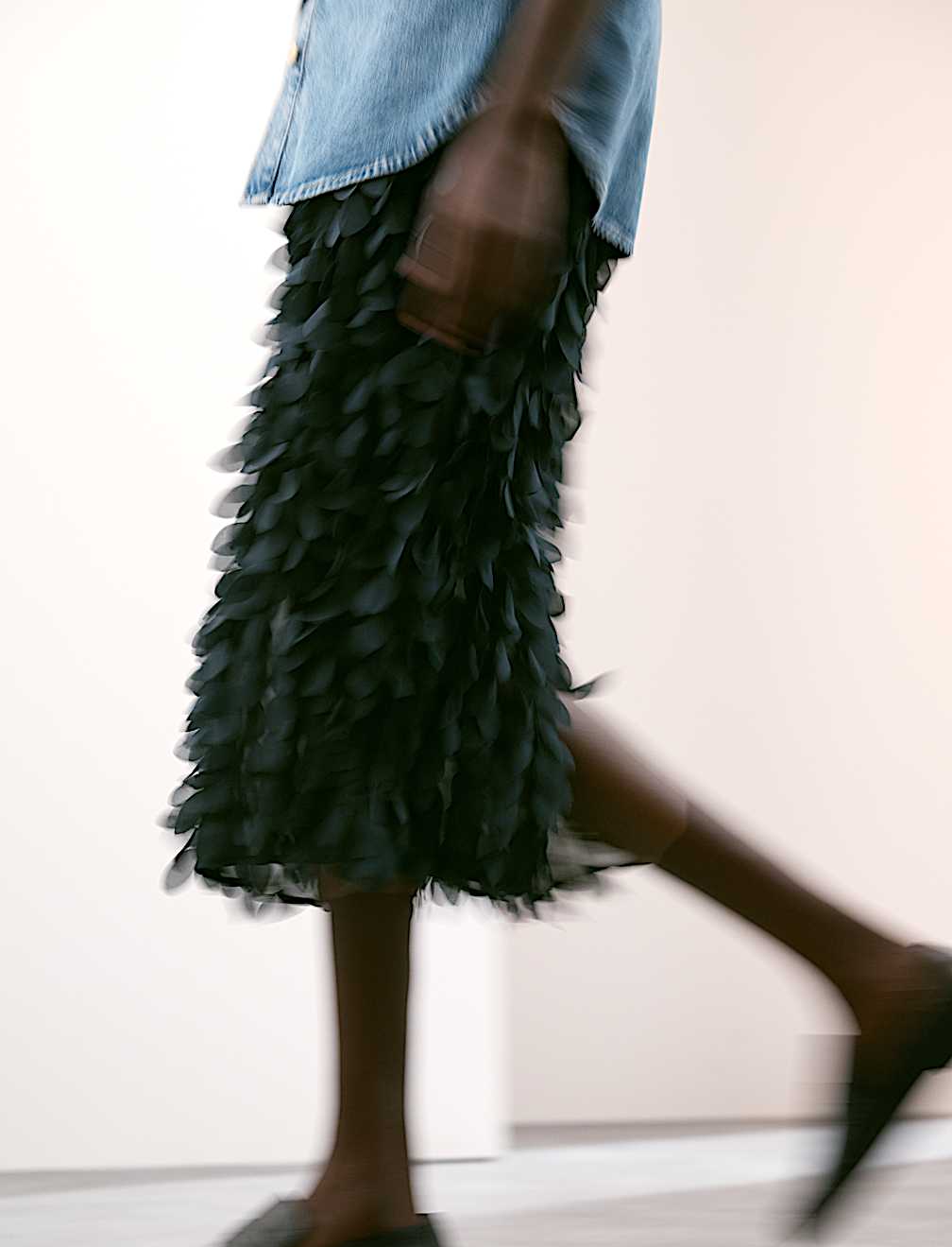 Textured Midi Straight Skirt