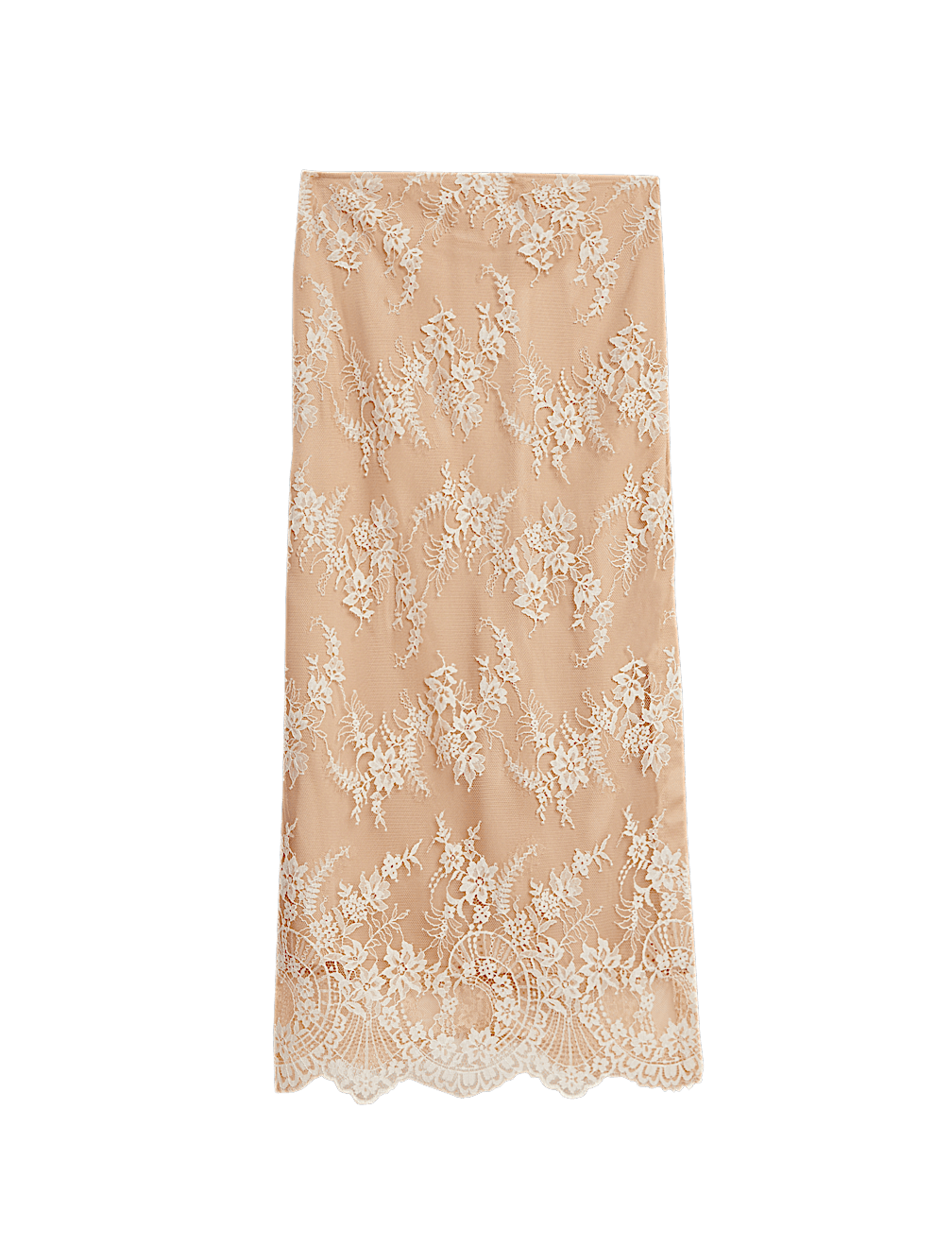 Lace Side Split Midi A-Line Skirt