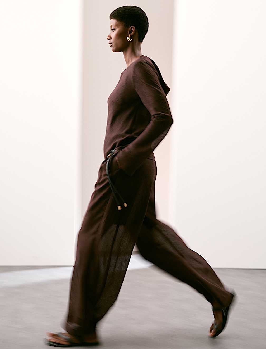 Textured Wide Leg Trousers