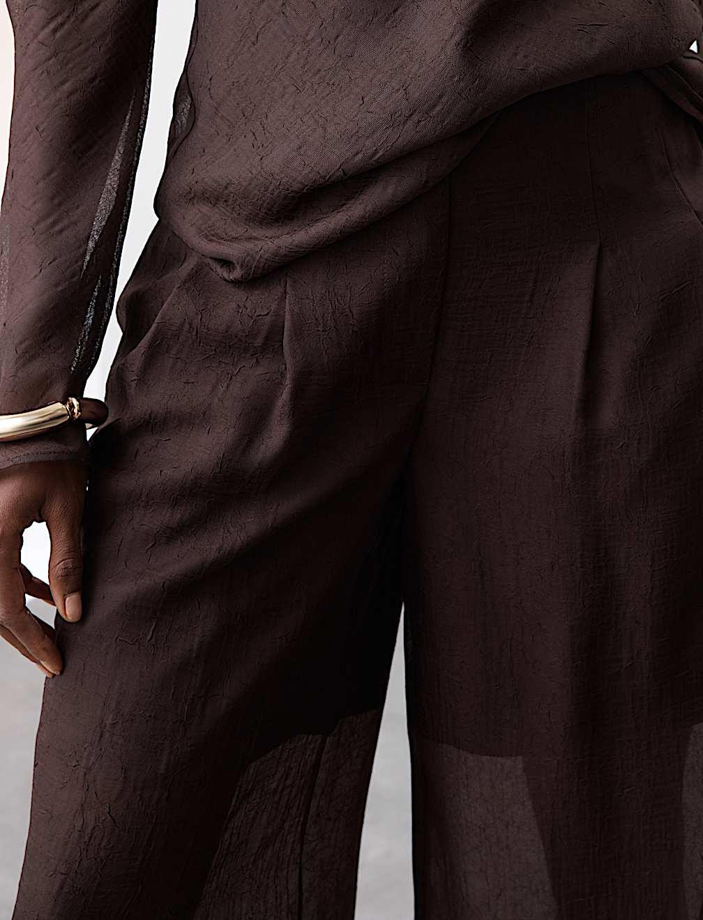 Textured Wide Leg Trousers