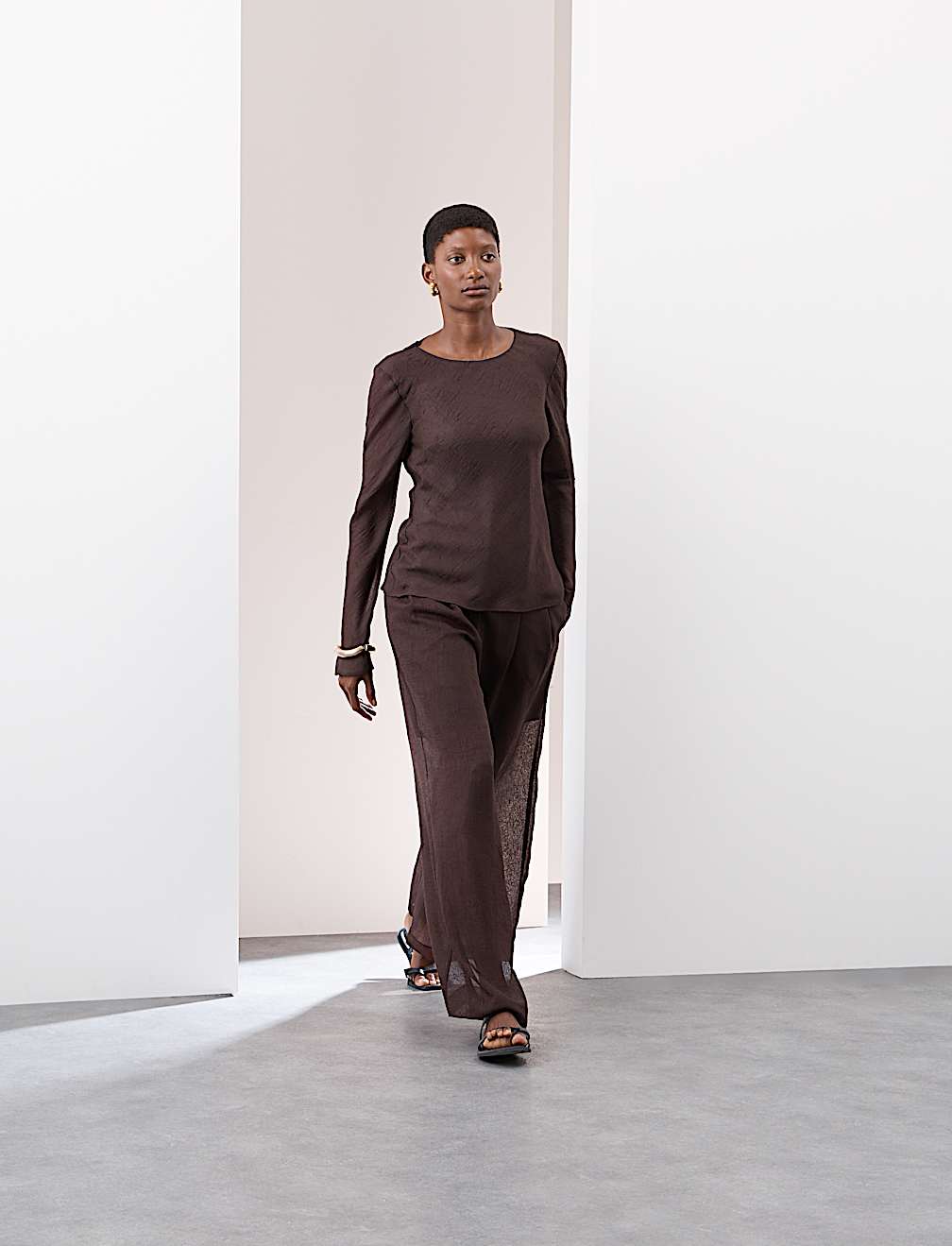 Textured Wide Leg Trousers