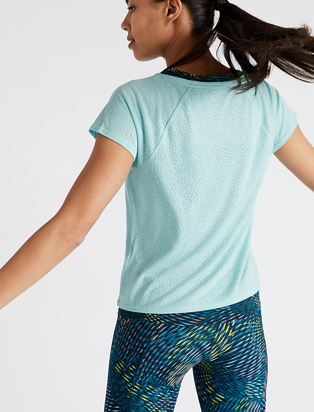 Printed Scoop Neck Double Layer T-Shirt