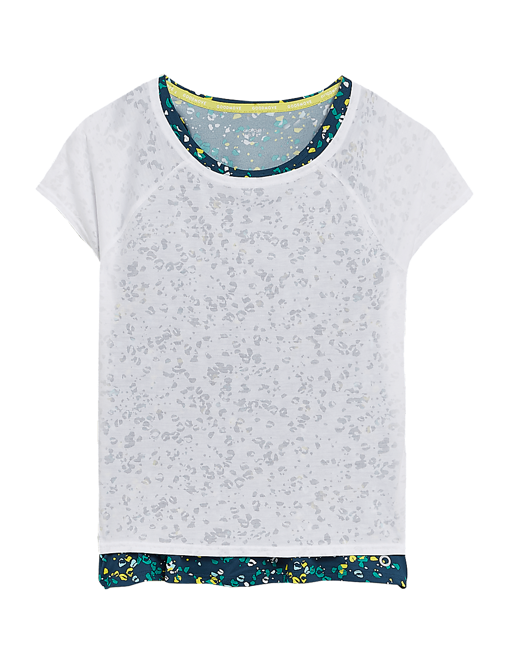 Printed Scoop Neck Double Layer T-Shirt