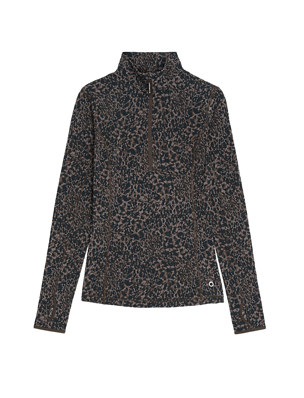 Printed Funnel Neck Half Zip Running Top