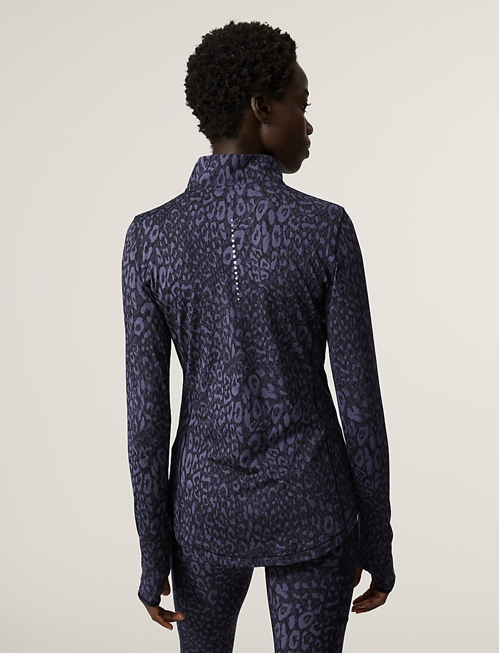Printed Funnel Neck Half Zip Running Top